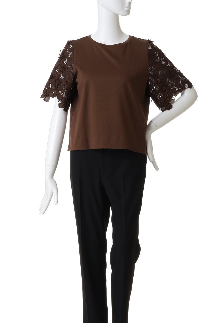 【アナイ/ANAYI】のコンパクトポンチスカラップ袖 プルオーバー 人気、トレンドファッション・服の通販 founy(ファニー) 　ファッション　Fashion　レディースファッション　Fashion for Women　トップス・カットソー　Cut & Sew Tops　シャツ・ブラウス・オフィスカジュアル　Elegant Blouses & Button-Ups　ロングTシャツ・Tシャツ　Longline T-Shirts & Tees　カジュアルプルオーバー・ニットトップス　Pullovers & Knit Tops / Casual Pullovers　カットソー・ベーシックTシャツ　Cut-and-Sewn Tops / Stretch Tees & Basics　カットソー　Cut and Sewn Top　クロップド　Cropped, Short Length　コンパクト　Compact, Small Size　コンビ　Combo, Combination Style　ショート　Short, Short Length　スリーブ　Sleeve, Long Sleeve / Short Sleeve　フラワー　Flower, Floral　レース　Lace, Lace Fabric　ワーク　Workwear, Utility Style　エレガント 上品　Elegant　other-2|ID: prp329100004876545 ipo3291000000036373869