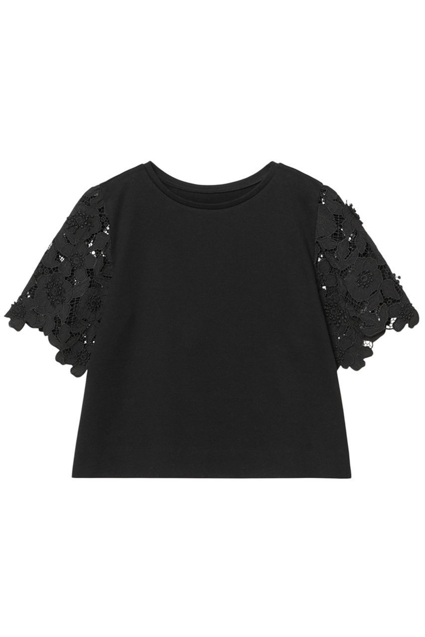 【アナイ/ANAYI】のコンパクトポンチスカラップ袖 プルオーバー インテリア・キッズ・メンズ・レディースファッション・服の通販 founy(ファニー) 　ファッション　Fashion　レディースファッション　Fashion for Women　トップス・カットソー　Cut & Sew Tops　シャツ・ブラウス・オフィスカジュアル　Elegant Blouses & Button-Ups　ロングTシャツ・Tシャツ　Longline T-Shirts & Tees　カジュアルプルオーバー・ニットトップス　Pullovers & Knit Tops / Casual Pullovers　カットソー・ベーシックTシャツ　Cut-and-Sewn Tops / Stretch Tees & Basics　カットソー　Cut and Sewn Top　クロップド　Cropped, Short Length　コンパクト　Compact, Small Size　コンビ　Combo, Combination Style　ショート　Short, Short Length　スリーブ　Sleeve, Long Sleeve / Short Sleeve　フラワー　Flower, Floral　レース　Lace, Lace Fabric　ワーク　Workwear, Utility Style　エレガント 上品　Elegant　ブラック|ID: prp329100004876546 ipo3291000000036373865