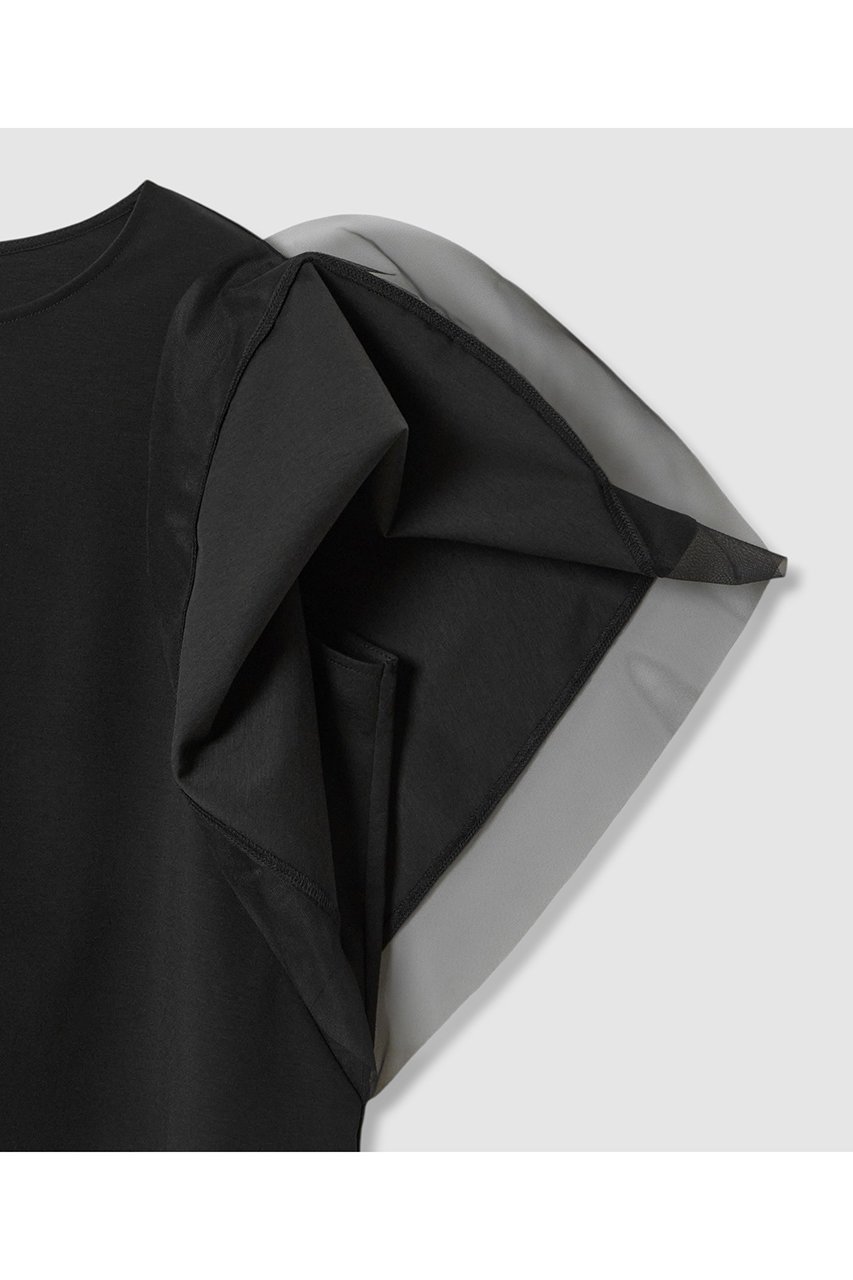 【アナイ/ANAYI】のポンチオーガン使いフレア袖 プルオーバー 人気、トレンドファッション・服の通販 founy(ファニー) 　ファッション　Fashion　レディースファッション　Fashion for Women　トップス・カットソー　Cut & Sew Tops　シャツ・ブラウス・オフィスカジュアル　Elegant Blouses & Button-Ups　ロングTシャツ・Tシャツ　Longline T-Shirts & Tees　カジュアルプルオーバー・ニットトップス　Pullovers & Knit Tops / Casual Pullovers　カットソー・ベーシックTシャツ　Cut-and-Sewn Tops / Stretch Tees & Basics　オーガンジー　Organza Fabric　ショート　Short, Short Length　シンプル　Simple, Minimal　スリーブ　Sleeve, Long Sleeve / Short Sleeve　チュール　Tulip, Tulip Motif　フレア　Flare, Flared　ラッフル　Ruffle, Frill　other-6|ID: prp329100004876548 ipo3291000000036373890