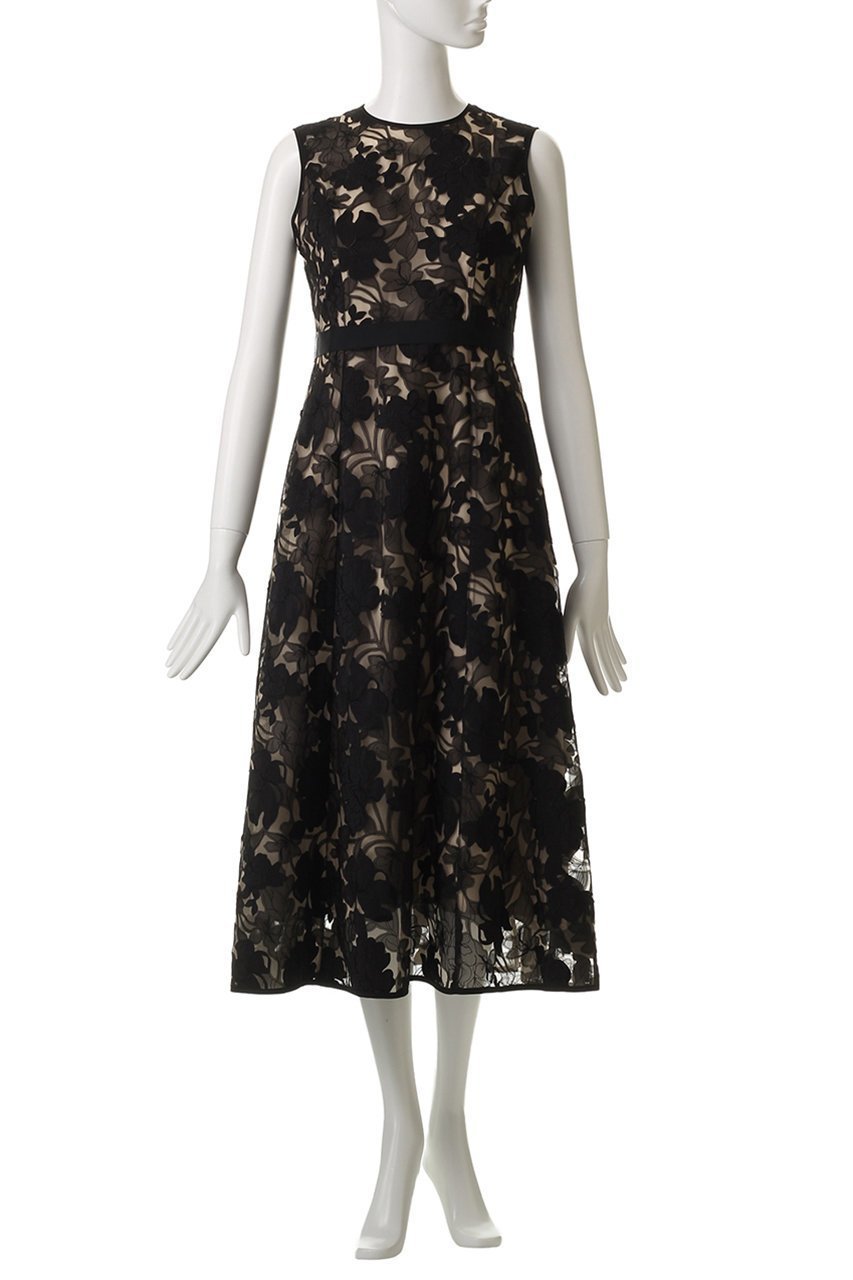 【アナイ/ANAYI】のフラワーエンブロイダリーフレアワンピース 人気、トレンドファッション・服の通販 founy(ファニー) 　ファッション　Fashion　レディースファッション　Fashion for Women　ワンピース　Dresses　チュニック　Tunic Tops & Dresses　シフォン　Chiffon, Lightweight Fabric　タフタ　Taffeta, Structured Fabric　チュニック　Tunic, Long Top　チュール　Tulip, Tulip Motif　フィット　Fit, Slim Fit　フラワー　Flower, Floral　モチーフ　Motif, Design Theme　ヨーク　Yoke, Yoke Design　ロング　Long, Long-Length　再入荷　Restock / Back in Stock　other-2|ID: prp329100004876590 ipo3291000000036374185