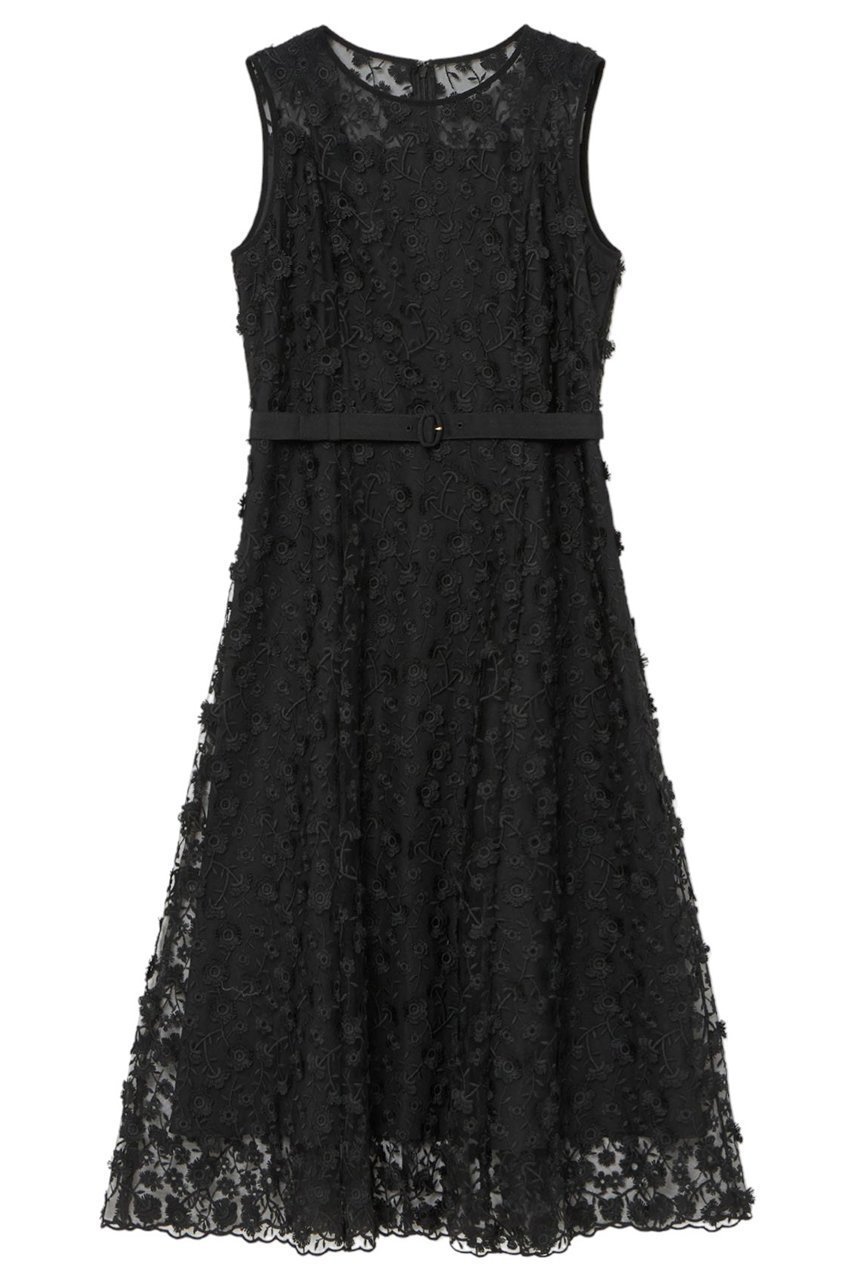 【アナイ/ANAYI】のフリンジフラワーチュールワンピース インテリア・キッズ・メンズ・レディースファッション・服の通販 founy(ファウニー) 　ファッション　Fashion　レディースファッション　Fashion for Women　ワンピース　Dresses　チュニック　Tunic Tops & Dresses　エレガント 上品　Elegant　チュニック　Tunic, Long Top　チュール　Tulip, Tulip Motif　ノースリーブ　Sleeveless, No-Sleeve　フラワー　Flower, Floral　フリンジ　Fringe, Tassel　フレアースカート　Flared Skirt, A-Line Skirt　ロング　Long, Long-Length　ブラック|ID: prp329100004876593 ipo3291000000036887552