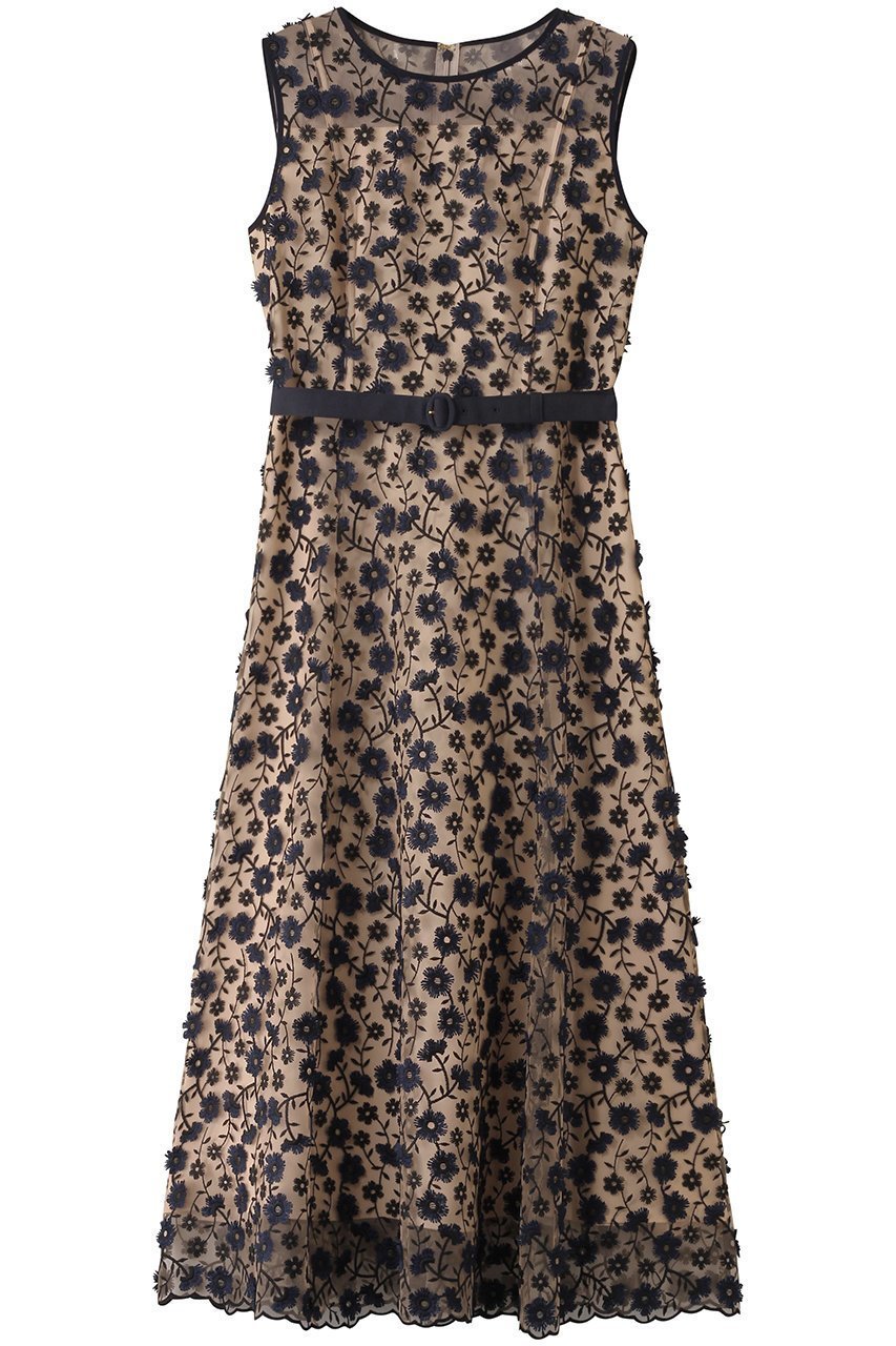 【アナイ/ANAYI】のフリンジフラワーチュールワンピース インテリア・キッズ・メンズ・レディースファッション・服の通販 founy(ファウニー) 　ファッション　Fashion　レディースファッション　Fashion for Women　ワンピース　Dresses　チュニック　Tunic Tops & Dresses　エレガント 上品　Elegant　チュニック　Tunic, Long Top　チュール　Tulip, Tulip Motif　ノースリーブ　Sleeveless, No-Sleeve　フラワー　Flower, Floral　フリンジ　Fringe, Tassel　フレアースカート　Flared Skirt, A-Line Skirt　ロング　Long, Long-Length　ベージュ|ID: prp329100004876593 ipo3291000000036887554