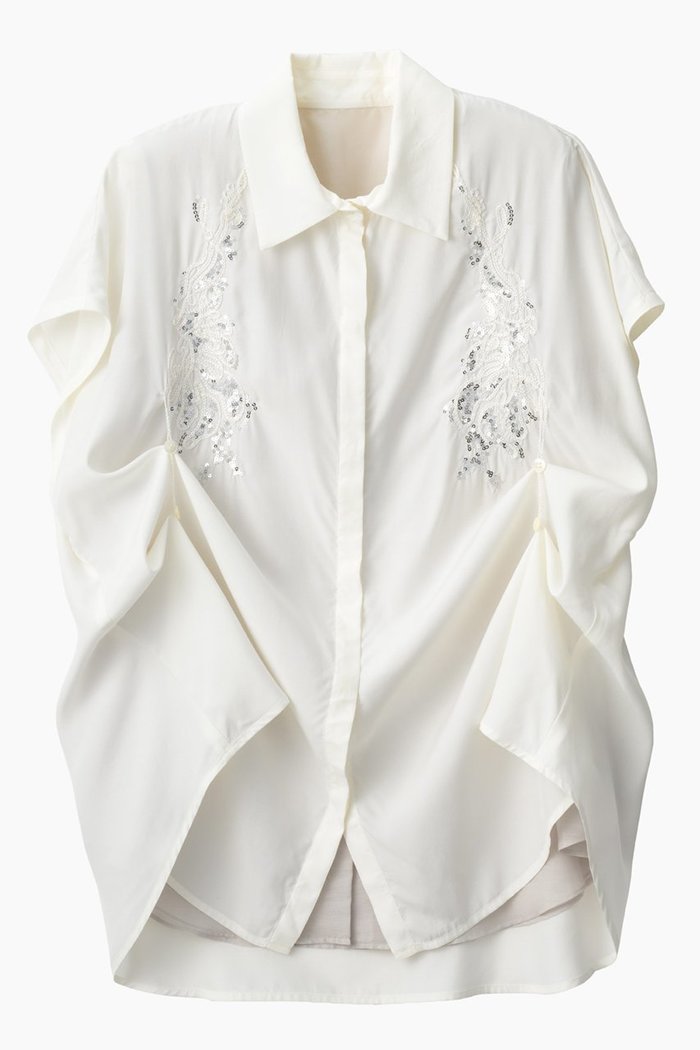 【ミューラル/MURRAL】のVeil エンブロイダード シャツ インテリア・キッズ・メンズ・レディースファッション・服の通販 founy(ファニー) https://founy.com/ ファッション Fashion レディースファッション Fashion for Women トップス・カットソー Cut & Sew Tops シャツ・ブラウス・オフィスカジュアル Elegant Blouses & Button-Ups エレガント 上品 Elegant ショート Short, Short Length スパンコール Sequins, Sequin Embellishment スリーブ Sleeve, Long Sleeve / Short Sleeve ドレープ Drape, Draping Fabric モチーフ Motif, Design Theme ループ Loop, Loop Knit |ID: prp329100004876608 ipo3291000000036744469