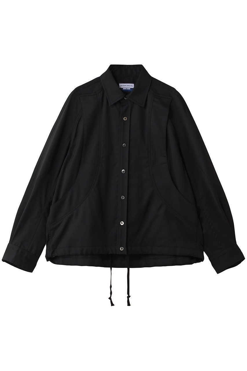 【メゾンスペシャル/MAISON SPECIAL】の【UNISEX】西川毛織 ウールカーブシャツ インテリア・キッズ・メンズ・レディースファッション・服の通販 founy(ファウニー) 　ファッション　Fashion　レディースファッション　Fashion for Women　トップス・カットソー　Cut & Sew Tops　シャツ・ブラウス・オフィスカジュアル　Elegant Blouses & Button-Ups　ユニセックス　Unisex, Genderless　シンプル　Simple, Minimal　スリーブ　Sleeve, Long Sleeve / Short Sleeve　ロング　Long, Long-Length　BLK(ブラック)|ID: prp329100004876612 ipo3291000000036744489