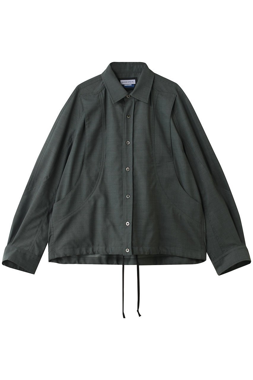 【メゾンスペシャル/MAISON SPECIAL】の【UNISEX】西川毛織 ウールカーブシャツ インテリア・キッズ・メンズ・レディースファッション・服の通販 founy(ファウニー) 　ファッション　Fashion　レディースファッション　Fashion for Women　トップス・カットソー　Cut & Sew Tops　シャツ・ブラウス・オフィスカジュアル　Elegant Blouses & Button-Ups　ユニセックス　Unisex, Genderless　シンプル　Simple, Minimal　スリーブ　Sleeve, Long Sleeve / Short Sleeve　ロング　Long, Long-Length　KHK(カーキ)|ID: prp329100004876612 ipo3291000000036744490
