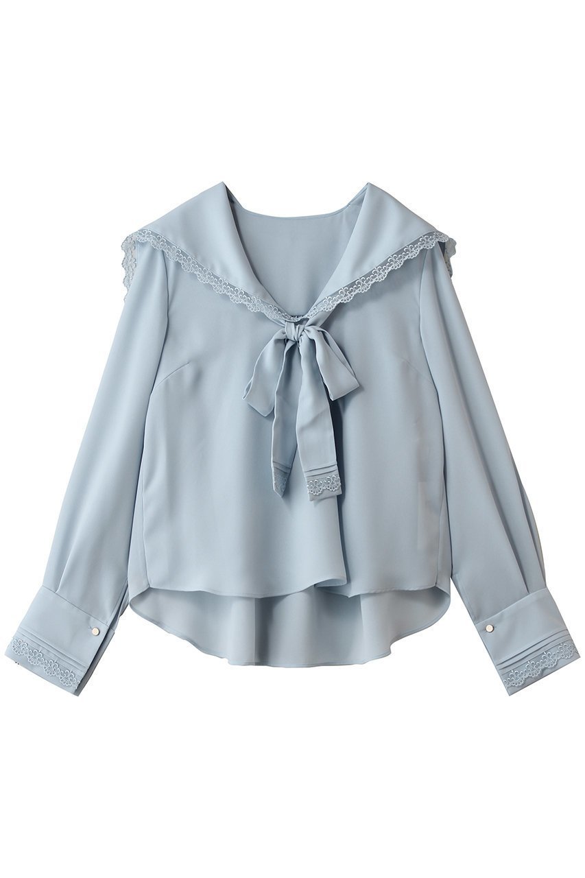 【アルアバイル/allureville】の【Loulou Willoughby】セーラーカラージョーゼットブラウス インテリア・キッズ・メンズ・レディースファッション・服の通販 founy(ファニー) ファッション Fashion レディースファッション Fashion for Women トップス・カットソー Cut & Sew Tops シャツ・ブラウス・オフィスカジュアル Elegant Blouses & Button-Ups ジョーゼット Georgette, Semi-Sheer Fabric スリーブ Sleeve, Long Sleeve / Short Sleeve バランス Balance, Style Balance フロント Front, Front Design モダン Modern, Contemporary リボン Ribbon, Bow ロング Long, Long-Length エレガント 上品 Elegant 新作・新入荷 New Arrivals / New In サックス|ID: prp329100004876617 ipo3291000000036374398