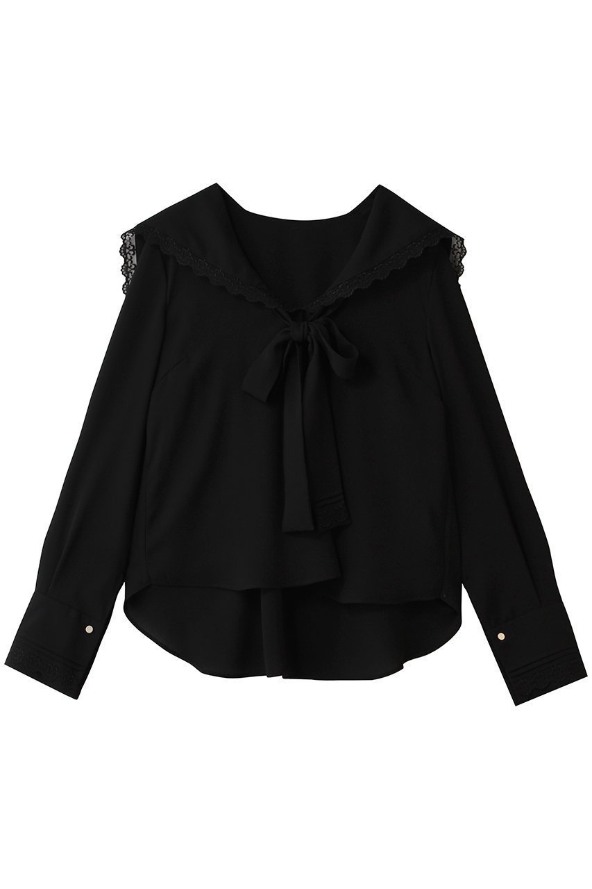 【アルアバイル/allureville】の【Loulou Willoughby】セーラーカラージョーゼットブラウス インテリア・キッズ・メンズ・レディースファッション・服の通販 founy(ファニー) 　ファッション　Fashion　レディースファッション　Fashion for Women　トップス・カットソー　Cut & Sew Tops　シャツ・ブラウス・オフィスカジュアル　Elegant Blouses & Button-Ups　ジョーゼット　Georgette, Semi-Sheer Fabric　スリーブ　Sleeve, Long Sleeve / Short Sleeve　バランス　Balance, Style Balance　フロント　Front, Front Design　モダン　Modern, Contemporary　リボン　Ribbon, Bow　ロング　Long, Long-Length　エレガント 上品　Elegant　新作・新入荷　New Arrivals / New In　ブラック|ID: prp329100004876618 ipo3291000000036374400