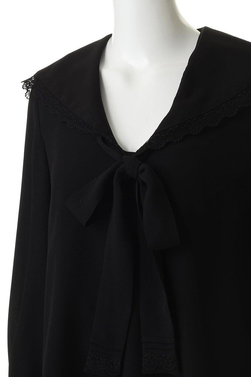 【アルアバイル/allureville】の【Loulou Willoughby】セーラーカラージョーゼットブラウス 人気、トレンドファッション・服の通販 founy(ファニー) 　ファッション　Fashion　レディースファッション　Fashion for Women　トップス・カットソー　Cut & Sew Tops　シャツ・ブラウス・オフィスカジュアル　Elegant Blouses & Button-Ups　ジョーゼット　Georgette, Semi-Sheer Fabric　スリーブ　Sleeve, Long Sleeve / Short Sleeve　バランス　Balance, Style Balance　フロント　Front, Front Design　モダン　Modern, Contemporary　リボン　Ribbon, Bow　ロング　Long, Long-Length　エレガント 上品　Elegant　新作・新入荷　New Arrivals / New In　other-5|ID: prp329100004876618 ipo3291000000036374407