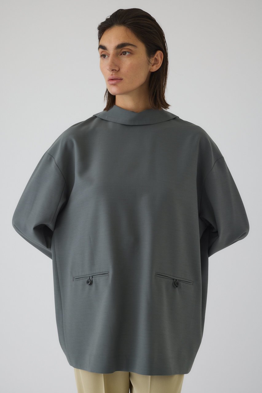 【リムアーク/RIM.ARK】のFront and back tailored PO/プルオーバー インテリア・キッズ・メンズ・レディースファッション・服の通販 founy(ファウニー) 　ファッション　Fashion　レディースファッション　Fashion for Women　トップス・カットソー　Cut & Sew Tops　シャツ・ブラウス・オフィスカジュアル　Elegant Blouses & Button-Ups　カジュアルプルオーバー・ニットトップス　Pullovers & Knit Tops / Casual Pullovers　コンパクト　Compact, Small Size　今季　This Season, Current Season　ショート　Short, Short Length　シンプル　Simple, Minimal　ストレッチ　Stretch, Stretchy Fabric　スリーブ　Sleeve, Long Sleeve / Short Sleeve　ツイル　Twist, Twisted Detail　テーラード　Tailored, Tailored Fit　フロント　Front, Front Design　グレー|ID: prp329100004876637 ipo3291000000036694800