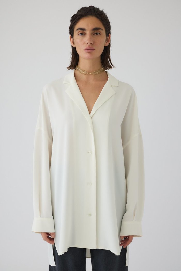 【リムアーク/RIM.ARK】のOpen collar relax SH/シャツ インテリア・キッズ・メンズ・レディースファッション・服の通販 founy(ファニー) https://founy.com/ ファッション Fashion レディースファッション Fashion for Women トップス・カットソー Cut & Sew Tops シャツ・ブラウス・オフィスカジュアル Elegant Blouses & Button-Ups ショート Short, Short Length ジュエリー Jewelry, Accessories スリーブ Sleeve, Long Sleeve / Short Sleeve デコルテ Décolleté, Neckline ドレープ Drape, Draping Fabric フロント Front, Front Design リラックス Relax, Relaxed Fit ワイド Wide, Wide Fit エレガント 上品 Elegant 新作・新入荷 New Arrivals / New In |ID: prp329100004876640 ipo3291000000036374572