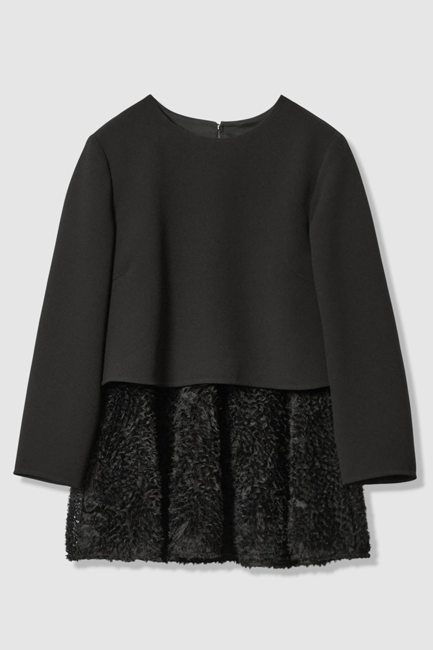 【アナイ/ANAYI】のテープチュール刺繍レイヤード プルオーバー インテリア・キッズ・メンズ・レディースファッション・服の通販 founy(ファニー) 　ファッション　Fashion　レディースファッション　Fashion for Women　トップス・カットソー　Cut & Sew Tops　シャツ・ブラウス・オフィスカジュアル　Elegant Blouses & Button-Ups　カジュアルプルオーバー・ニットトップス　Pullovers & Knit Tops / Casual Pullovers　シアー　Sheer, See-Through　シンプル　Simple, Minimal　スリーブ　Sleeve, Long Sleeve / Short Sleeve　ダブル　Double, Double-Breasted　チュール　Tulip, Tulip Motif　フェザー　Feather, Feather Detail　ペプラム　Peplum, Flared Hem　ラウンド　Round, Round Neck　ロング　Long, Long-Length　ブラック|ID: prp329100004876646 ipo3291000000036374638