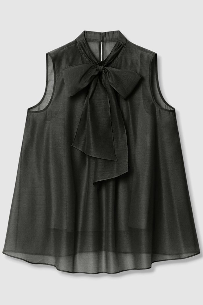 【アナイ/ANAYI】のオーガンリボンボウタイ ブラウス インテリア・キッズ・メンズ・レディースファッション・服の通販 founy(ファニー) https://founy.com/ ファッション Fashion レディースファッション Fashion for Women トップス・カットソー Cut & Sew Tops キャミソール&ノースリーブ Camisoles & Sleeveless Tops シャツ・ブラウス・オフィスカジュアル Elegant Blouses & Button-Ups エレガント 上品 Elegant オーガンジー Organza Fabric キャミソール Camisole, Spaghetti Strap Top シアー Sheer, See-Through ノースリーブ Sleeveless, No-Sleeve フェミニン Feminine, Girly フロント Front, Front Design リボン Ribbon, Bow リラックス Relax, Relaxed Fit |ID: prp329100004876661 ipo3291000000036374756