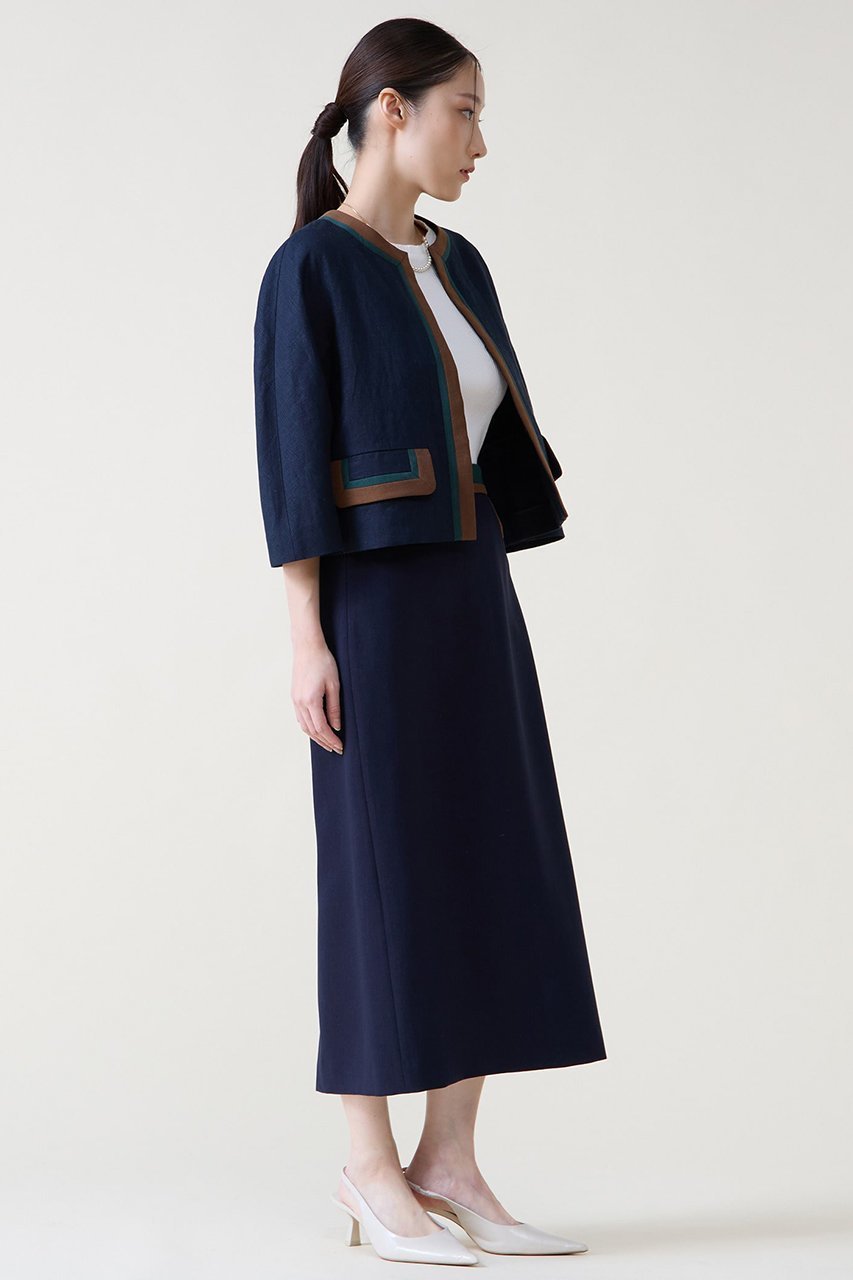 【ティアラ/Tiara】のカラーブロックジャケット 大人の最旬トレンドファッション＆コーディネート founy(ファウニー) 　ファッション　Fashion　レディースファッション　Fashion for Women　アウター　Coat / Outerwear Collection　レディースジャケット・軽アウター　Jackets　ジャケット　Jacket, Outerwear　スリーブ　Sleeve, Long Sleeve / Short Sleeve　タンブラー　Tumbler, Travel Mug　フォルム　Silhouette, Form　ブロック　Block, Solid Block Pattern　リネン　Linen, Linen Fabric　other-2|ID: prp329100004876679 ipo3291000000036744525