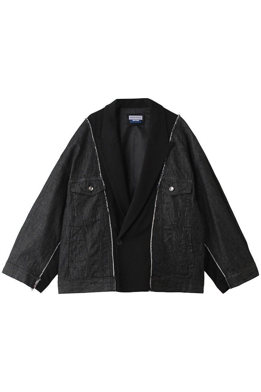 【メゾンスペシャル/MAISON SPECIAL】の【UNISEX】ドッキングデニム ピークドラペルJKT 人気、トレンドファッション・服の通販 founy(ファニー) 　ファッション　Fashion　レディースファッション　Fashion for Women　アウター　Coat / Outerwear Collection　レディースジャケット・軽アウター　Jackets　ユニセックス　Unisex, Genderless　シンプル　Simple, Minimal　ジャケット　Jacket, Outerwear　スリーブ　Sleeve, Long Sleeve / Short Sleeve　デニム　Denim, Jeans Material　ドッキング　Docking, Mixed Material　ロング　Long, Long-Length　新作・新入荷　New Arrivals / New In　 other-1|ID: prp329100004876685 ipo3291000000036374923