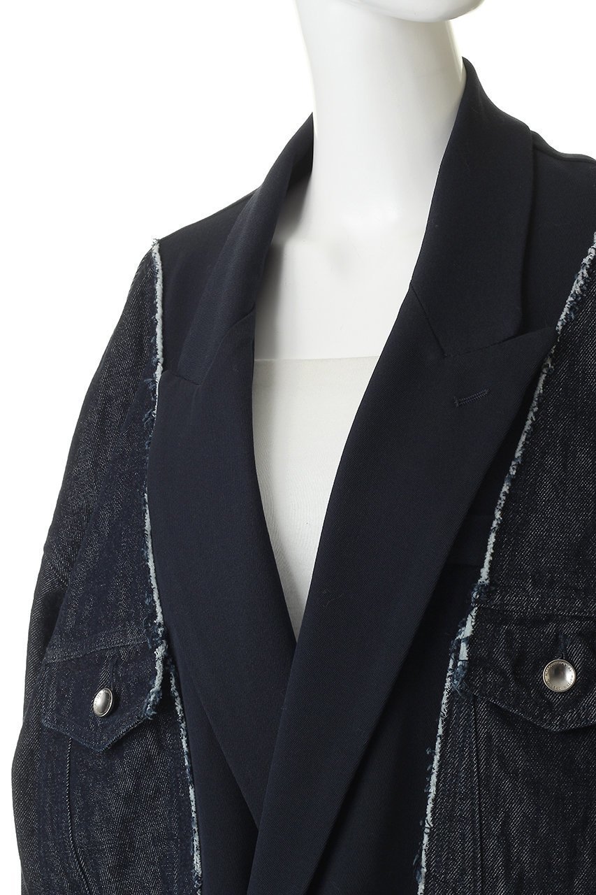 【メゾンスペシャル/MAISON SPECIAL】の【UNISEX】ドッキングデニム ピークドラペルJKT 人気、トレンドファッション・服の通販 founy(ファニー) 　ファッション　Fashion　レディースファッション　Fashion for Women　アウター　Coat / Outerwear Collection　レディースジャケット・軽アウター　Jackets　ユニセックス　Unisex, Genderless　シンプル　Simple, Minimal　ジャケット　Jacket, Outerwear　スリーブ　Sleeve, Long Sleeve / Short Sleeve　デニム　Denim, Jeans Material　ドッキング　Docking, Mixed Material　ロング　Long, Long-Length　新作・新入荷　New Arrivals / New In　other-5|ID: prp329100004876685 ipo3291000000036374936