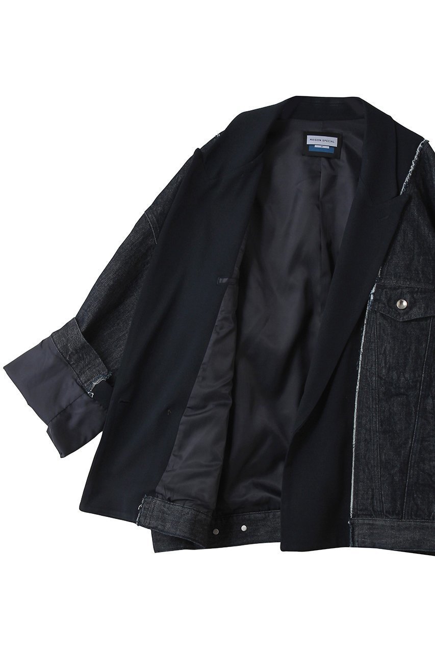 【メゾンスペシャル/MAISON SPECIAL】の【UNISEX】ドッキングデニム ピークドラペルJKT 人気、トレンドファッション・服の通販 founy(ファニー) 　ファッション　Fashion　レディースファッション　Fashion for Women　アウター　Coat / Outerwear Collection　レディースジャケット・軽アウター　Jackets　ユニセックス　Unisex, Genderless　シンプル　Simple, Minimal　ジャケット　Jacket, Outerwear　スリーブ　Sleeve, Long Sleeve / Short Sleeve　デニム　Denim, Jeans Material　ドッキング　Docking, Mixed Material　ロング　Long, Long-Length　新作・新入荷　New Arrivals / New In　other-6|ID: prp329100004876685 ipo3291000000036374938