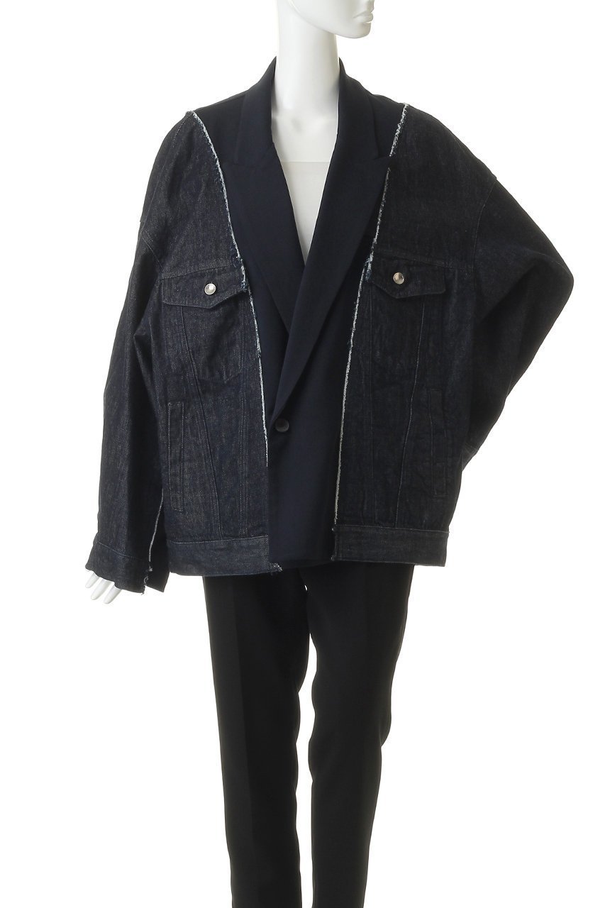 【メゾンスペシャル/MAISON SPECIAL】の【UNISEX】ドッキングデニム ピークドラペルJKT 大人の最旬トレンドファッション＆コーディネート founy(ファウニー) 　ファッション　Fashion　レディースファッション　Fashion for Women　アウター　Coat / Outerwear Collection　レディースジャケット・軽アウター　Jackets　ユニセックス　Unisex, Genderless　シンプル　Simple, Minimal　ジャケット　Jacket, Outerwear　スリーブ　Sleeve, Long Sleeve / Short Sleeve　デニム　Denim, Jeans Material　ドッキング　Docking, Mixed Material　ロング　Long, Long-Length　other-2|ID: prp329100004876685 ipo3291000000036947749