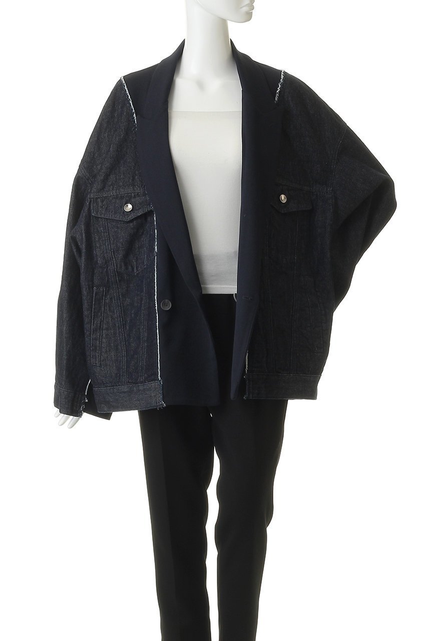 【メゾンスペシャル/MAISON SPECIAL】の【UNISEX】ドッキングデニム ピークドラペルJKT 人気、トレンドファッション・服の通販 founy(ファニー) 　ファッション　Fashion　レディースファッション　Fashion for Women　アウター　Coat / Outerwear Collection　レディースジャケット・軽アウター　Jackets　ユニセックス　Unisex, Genderless　シンプル　Simple, Minimal　ジャケット　Jacket, Outerwear　スリーブ　Sleeve, Long Sleeve / Short Sleeve　デニム　Denim, Jeans Material　ドッキング　Docking, Mixed Material　ロング　Long, Long-Length　新作・新入荷　New Arrivals / New In　other-7|ID: prp329100004876686 ipo3291000000036374939