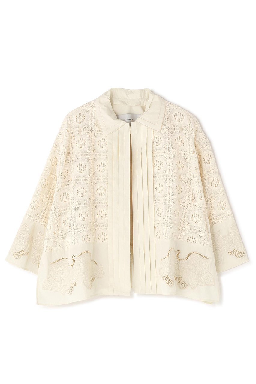 【アドーア/ADORE】のコースターレースジャケット インテリア・キッズ・メンズ・レディースファッション・服の通販 founy(ファウニー) 　ファッション　Fashion　レディースファッション　Fashion for Women　アウター　Coat / Outerwear Collection　レディースジャケット・軽アウター　Jackets　ショート　Short, Short Length　シンプル　Simple, Minimal　ジャケット　Jacket, Outerwear　モチーフ　Motif, Design Theme　レース　Lace, Lace Fabric　ホワイト|ID: prp329100004876695 ipo3291000000036600158