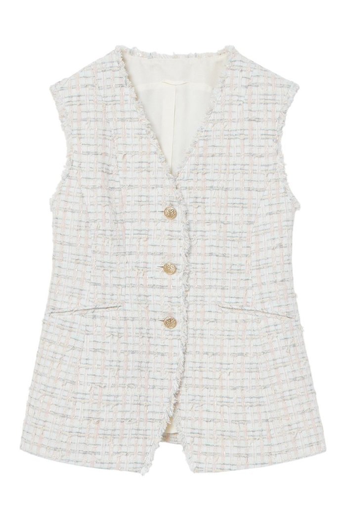 【アナイ/ANAYI】の【Eternal Line 2025】ミックスツイードカーヴィージレ インテリア・キッズ・メンズ・レディースファッション・服の通販 founy(ファニー) https://founy.com/ ファッション Fashion レディースファッション Fashion for Women アウター Coat / Outerwear Collection レディースジャケット・軽アウター Jackets オケージョン Occasion Wear 今季 This Season, Current Season ジャケット Jacket, Outerwear ツイード Twill, Twill Weave フレア Flare, Flared ベスト Vest, Waistcoat ミックス Mix, Mixed Style メタル Metal, Metal Parts おすすめ Recommended / Our Picks セレモニー Ceremony |ID: prp329100004876725 ipo3291000000036958345