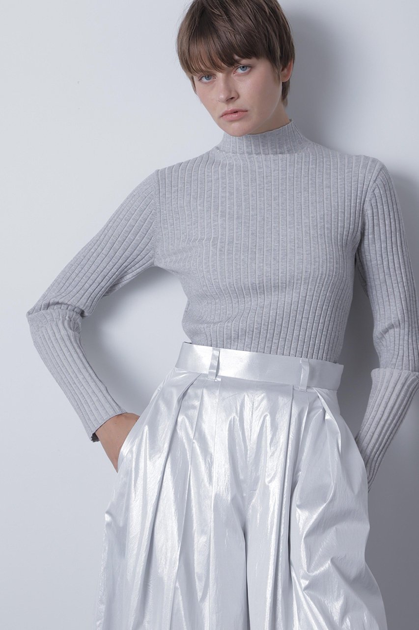 【ヒューエルミュージアム/hueLe Museum】の【hLM】コントラストカラーニット インテリア・キッズ・メンズ・レディースファッション・服の通販 founy(ファニー) 　ファッション　Fashion　レディースファッション　Fashion for Women　トップス・カットソー　Cut & Sew Tops　ニット　Knit Tops & Sweaters　カジュアルプルオーバー・ニットトップス　Pullovers & Knit Tops / Casual Pullovers　なめらか　Smooth, Silky Texture　インナー　Innerwear　ストライプ　Stripe, Striped Pattern　ボトルネック　Bottle Neck, Mock Neck　モダン　Modern, Contemporary　再入荷　Restock / Back in Stock　グレー|ID: prp329100004876732 ipo3291000000036375295