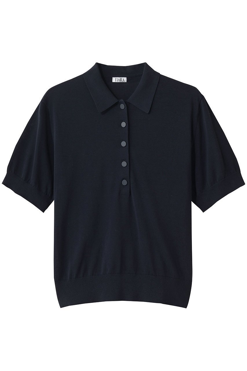【ティアラ/Tiara】のポロニットプルオーバー インテリア・キッズ・メンズ・レディースファッション・服の通販 founy(ファウニー) 　ファッション　Fashion　レディースファッション　Fashion for Women　トップス・カットソー　Cut & Sew Tops　ニット　Knit Tops & Sweaters　カジュアルプルオーバー・ニットトップス　Pullovers & Knit Tops / Casual Pullovers　サマー　Summer, Summer Style　シンプル　Simple, Minimal　フロント　Front, Front Design　エレガント 上品　Elegant　再入荷　Restock / Back in Stock　夏　Summer　春　Spring　S/S・春夏　SS, Spring/Summer, Warm Season　ネイビー|ID: prp329100004876735 ipo3291000000036900426