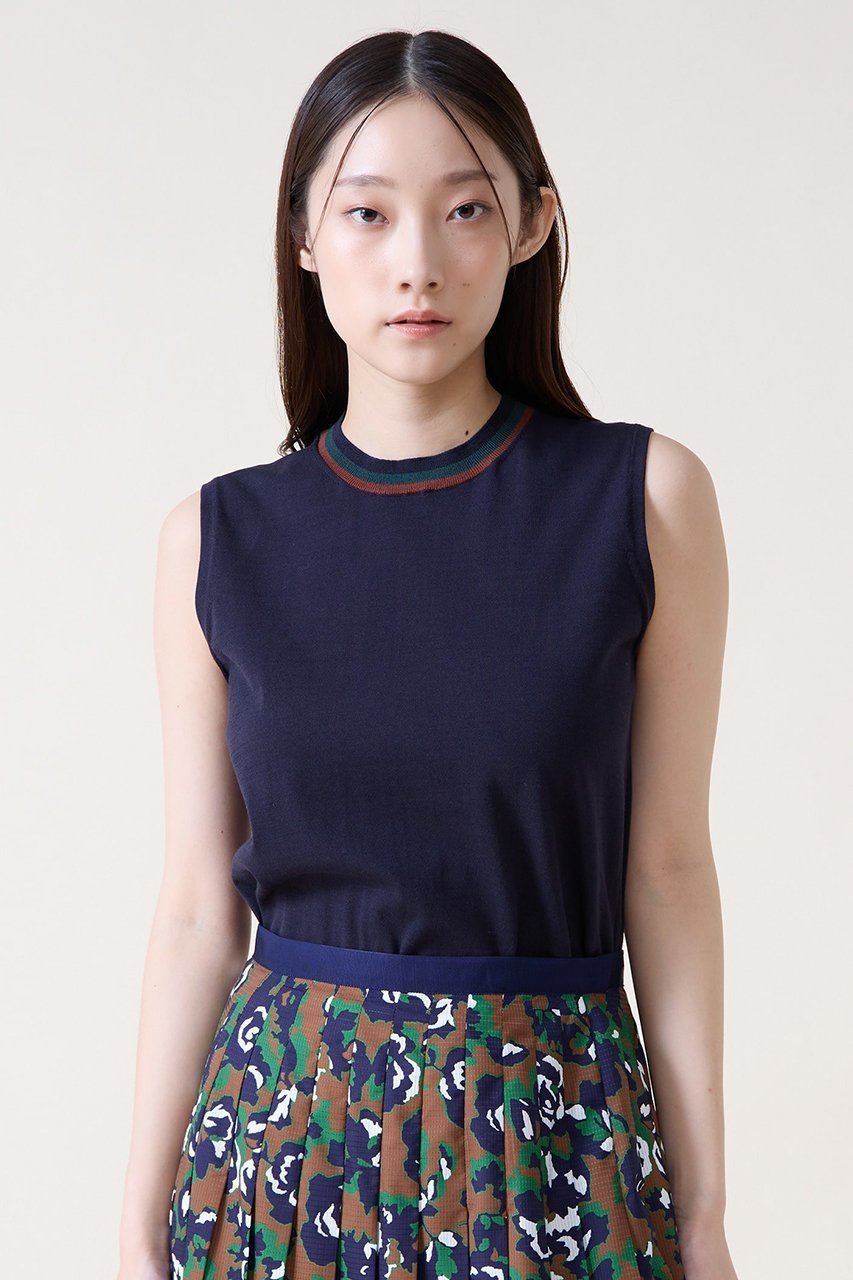 【ティアラ/Tiara】のトリプルラインスリーブレスニット インテリア・キッズ・メンズ・レディースファッション・服の通販 founy(ファウニー) 　ファッション　Fashion　レディースファッション　Fashion for Women　トップス・カットソー　Cut & Sew Tops　ニット　Knit Tops & Sweaters　カジュアルプルオーバー・ニットトップス　Pullovers & Knit Tops / Casual Pullovers　おすすめ　Recommended / Our Picks　アンサンブル　Ensemble Set　インナー　Innerwear　カーディガン　Cardigan, Knitwear　シンプル　Simple, Minimal　ジャケット　Jacket, Outerwear　フィット　Fit, Slim Fit　ベーシック　Basic, Essential　ボトム　Bottoms, Lower Wear　ネイビー|ID: prp329100004876737 ipo3291000000036375339