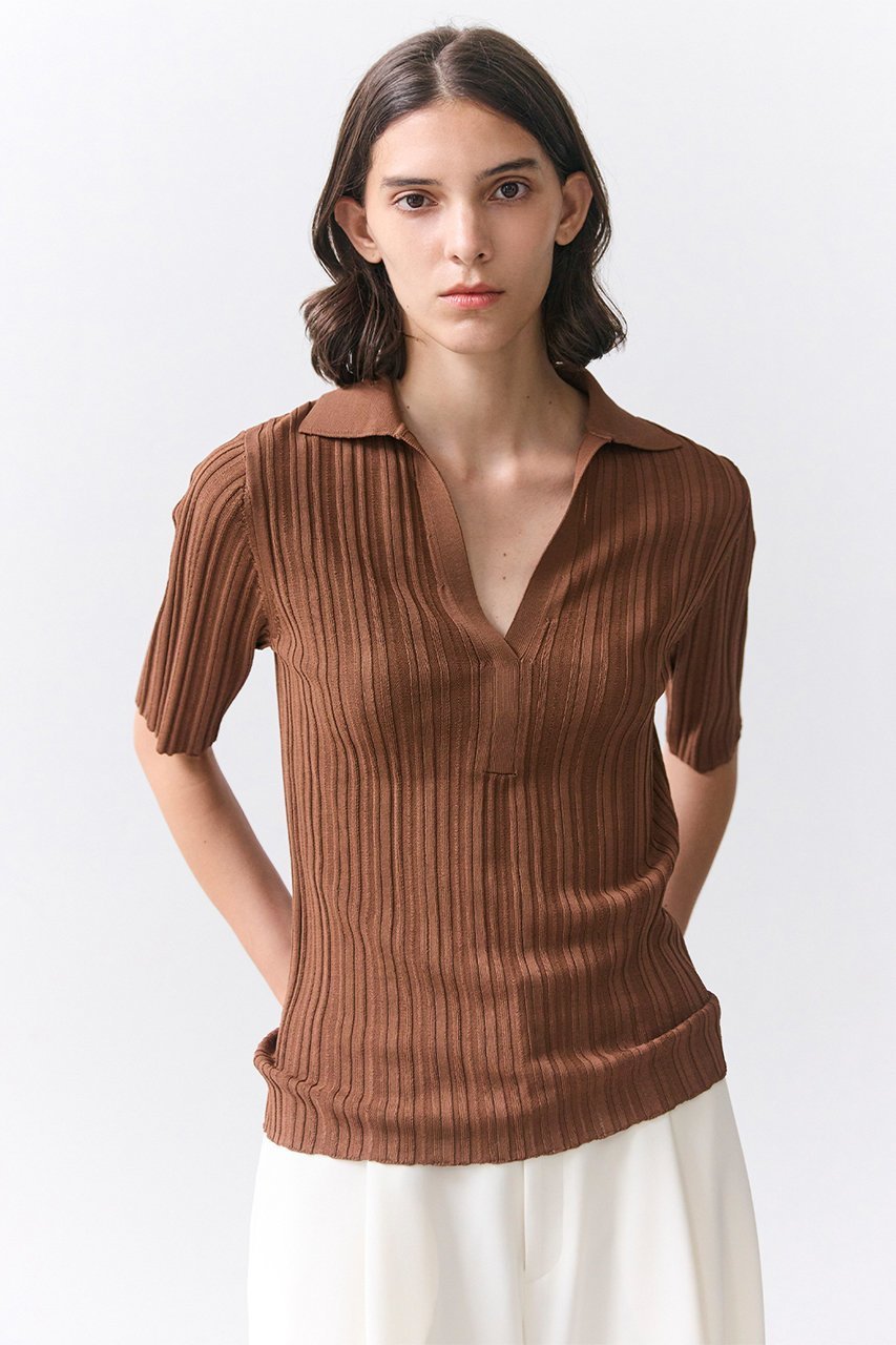 【ベイジ,/BEIGE,】のLABRADO(ラブラド)/ランダムリブ スキッパーニット 大人の最旬トレンドファッション＆コーディネート founy(ファウニー) 　ファッション　Fashion　レディースファッション　Fashion for Women　トップス・カットソー　Cut & Sew Tops　ニット　Knit Tops & Sweaters　カジュアルプルオーバー・ニットトップス　Pullovers & Knit Tops / Casual Pullovers　シンプル　Simple, Minimal　スキッパー　Skipper, Open Collar　スリーブ　Sleeve, Long Sleeve / Short Sleeve　ハーフ　Half, Half-Length　夏　Summer　春　Spring　S/S・春夏　SS, Spring/Summer, Warm Season　other-7|ID: prp329100004876741 ipo3291000000036958378