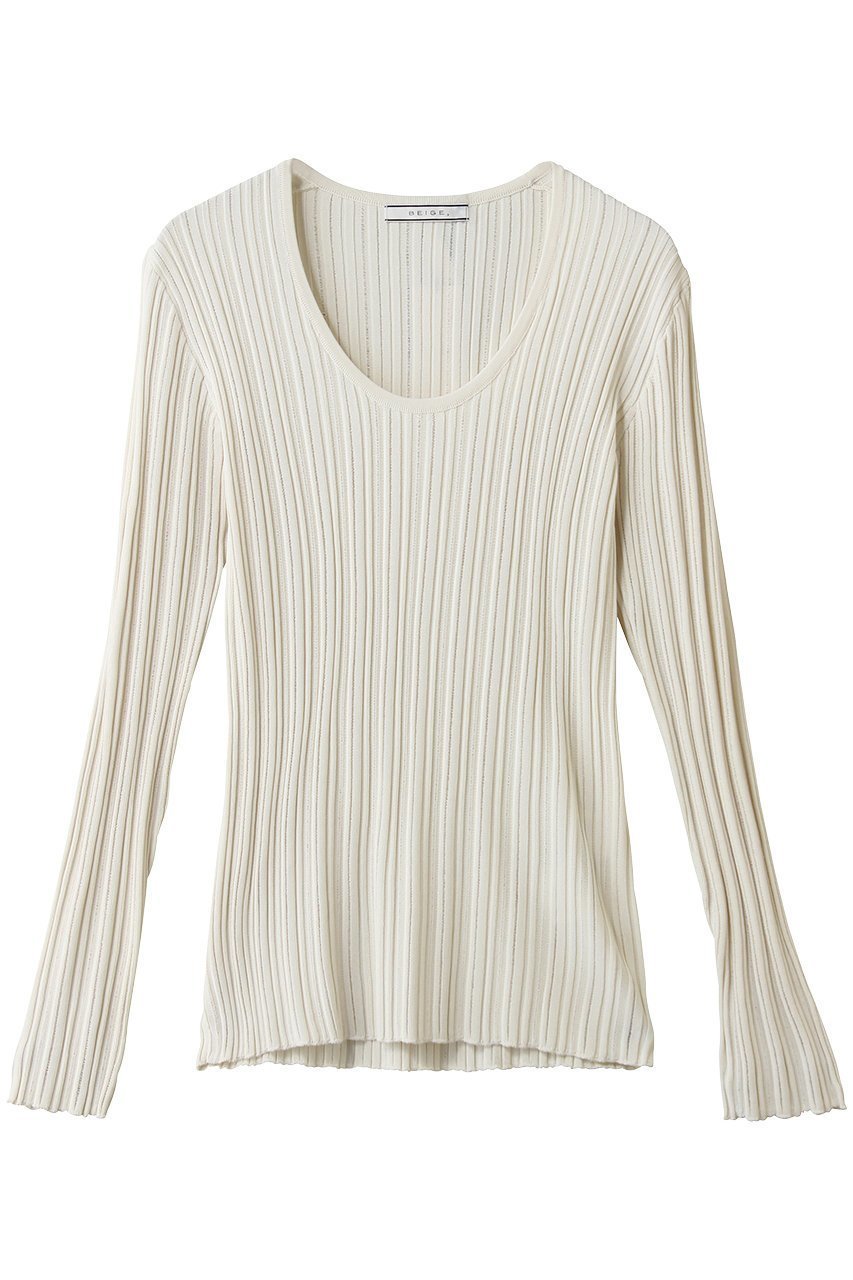 【ベイジ,/BEIGE,】のLABRADO(ラブラド)/ランダムリブ Uネックニット 人気、トレンドファッション・服の通販 founy(ファニー) 　ファッション　Fashion　レディースファッション　Fashion for Women　トップス・カットソー　Cut & Sew Tops　ニット　Knit Tops & Sweaters　カジュアルプルオーバー・ニットトップス　Pullovers & Knit Tops / Casual Pullovers　インナー　Innerwear　スリーブ　Sleeve, Long Sleeve / Short Sleeve　ロング　Long, Long-Length　夏　Summer　新作・新入荷　New Arrivals / New In　春　Spring　S/S・春夏　SS, Spring/Summer, Warm Season　 other-1|ID: prp329100004876743 ipo3291000000036375369