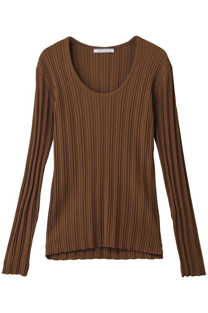 【ベイジ,/BEIGE,】のLABRADO(ラブラド)/ランダムリブ Uネックニット インテリア・キッズ・メンズ・レディースファッション・服の通販 founy(ファニー) 　ファッション　Fashion　レディースファッション　Fashion for Women　トップス・カットソー　Cut & Sew Tops　ニット　Knit Tops & Sweaters　カジュアルプルオーバー・ニットトップス　Pullovers & Knit Tops / Casual Pullovers　インナー　Innerwear　スリーブ　Sleeve, Long Sleeve / Short Sleeve　ロング　Long, Long-Length　夏　Summer　新作・新入荷　New Arrivals / New In　春　Spring　S/S・春夏　SS, Spring/Summer, Warm Season　Brown|ID: prp329100004876743 ipo3291000000036375374