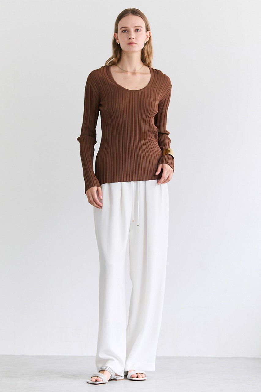 【ベイジ,/BEIGE,】のLABRADO(ラブラド)/ランダムリブ Uネックニット 大人の最旬トレンドファッション＆コーディネート founy(ファウニー) 　ファッション　Fashion　レディースファッション　Fashion for Women　トップス・カットソー　Cut & Sew Tops　ニット　Knit Tops & Sweaters　カジュアルプルオーバー・ニットトップス　Pullovers & Knit Tops / Casual Pullovers　インナー　Innerwear　スリーブ　Sleeve, Long Sleeve / Short Sleeve　ロング　Long, Long-Length　夏　Summer　春　Spring　S/S・春夏　SS, Spring/Summer, Warm Season　other-6|ID: prp329100004876743 ipo3291000000036961106
