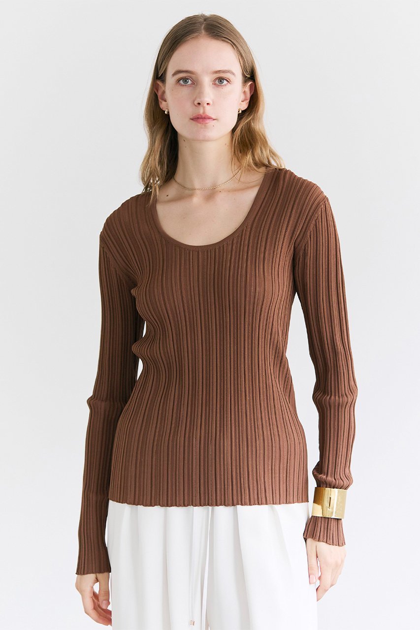 【ベイジ,/BEIGE,】のLABRADO(ラブラド)/ランダムリブ Uネックニット 大人の最旬トレンドファッション＆コーディネート founy(ファウニー) 　ファッション　Fashion　レディースファッション　Fashion for Women　トップス・カットソー　Cut & Sew Tops　ニット　Knit Tops & Sweaters　カジュアルプルオーバー・ニットトップス　Pullovers & Knit Tops / Casual Pullovers　インナー　Innerwear　スリーブ　Sleeve, Long Sleeve / Short Sleeve　ロング　Long, Long-Length　夏　Summer　春　Spring　S/S・春夏　SS, Spring/Summer, Warm Season　other-7|ID: prp329100004876743 ipo3291000000036961108