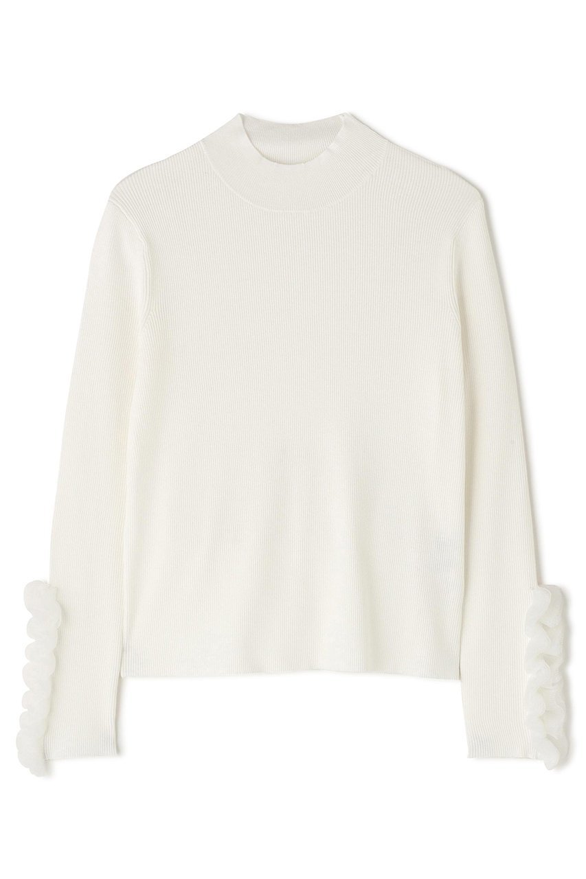 【アドーア/ADORE】のスポンディッシュフリルニット インテリア・キッズ・メンズ・レディースファッション・服の通販 founy(ファウニー) 　ファッション　Fashion　レディースファッション　Fashion for Women　トップス・カットソー　Cut & Sew Tops　ニット　Knit Tops & Sweaters　カジュアルプルオーバー・ニットトップス　Pullovers & Knit Tops / Casual Pullovers　シアー　Sheer, See-Through　シンプル　Simple, Minimal　ストレッチ　Stretch, Stretchy Fabric　タートル　Turtleneck, Turtle Collar　フリル　Frill, Ruffle　ホワイト|ID: prp329100004876757 ipo3291000000036958382