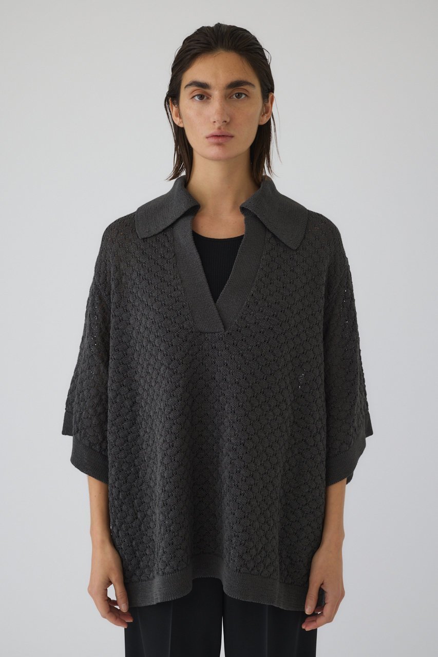 【リムアーク/RIM.ARK】の【3/18 10:00販売開始】Skipper knit PO/プルオーバー インテリア・キッズ・メンズ・レディースファッション・服の通販 founy(ファニー) 　ファッション　Fashion　レディースファッション　Fashion for Women　トップス・カットソー　Cut & Sew Tops　ニット　Knit Tops & Sweaters　カジュアルプルオーバー・ニットトップス　Pullovers & Knit Tops / Casual Pullovers　インナー　Innerwear　サテン　Satin, Glossy Fabric　サマー　Summer, Summer Style　スキッパー　Skipper, Open Collar　スラックス　Slacks, Dress Pants　バランス　Balance, Style Balance　マニッシュ　Mannish, Boyish　メンズ　Men's, Menswear　レース　Lace, Lace Fabric　グレー|ID: prp329100004876761 ipo3291000000036375524