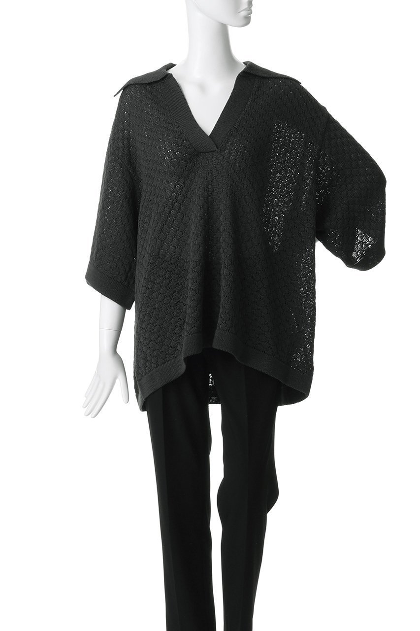 【リムアーク/RIM.ARK】のSkipper knit PO/プルオーバー 大人の最旬トレンドファッション＆コーディネート founy(ファウニー) 　ファッション　Fashion　レディースファッション　Fashion for Women　トップス・カットソー　Cut & Sew Tops　ニット　Knit Tops & Sweaters　カジュアルプルオーバー・ニットトップス　Pullovers & Knit Tops / Casual Pullovers　インナー　Innerwear　サテン　Satin, Glossy Fabric　サマー　Summer, Summer Style　スキッパー　Skipper, Open Collar　スラックス　Slacks, Dress Pants　バランス　Balance, Style Balance　マニッシュ　Mannish, Boyish　メンズ　Men's, Menswear　レース　Lace, Lace Fabric　other-2|ID: prp329100004876761 ipo3291000000036887711