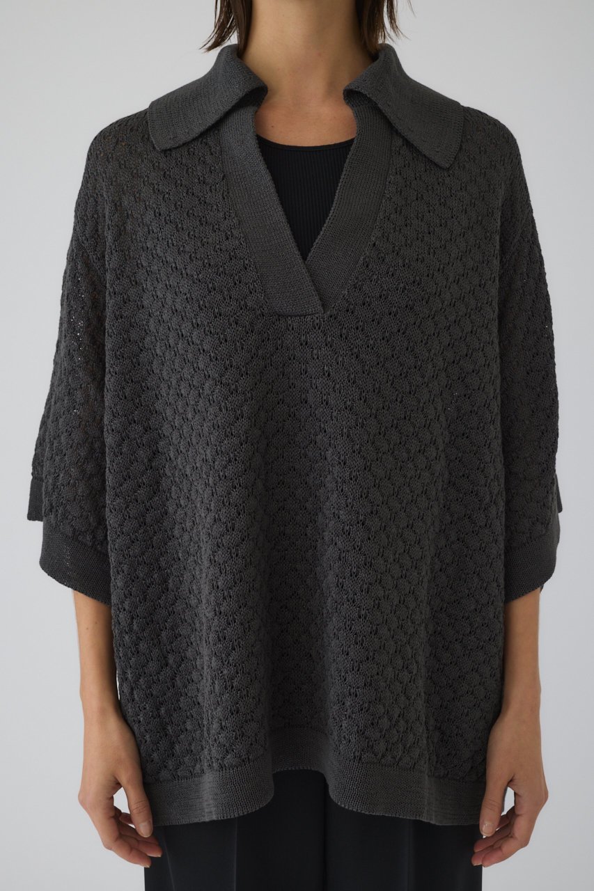 【リムアーク/RIM.ARK】の【3/18 10:00販売開始】Skipper knit PO/プルオーバー 人気、トレンドファッション・服の通販 founy(ファニー) 　ファッション　Fashion　レディースファッション　Fashion for Women　トップス・カットソー　Cut & Sew Tops　ニット　Knit Tops & Sweaters　カジュアルプルオーバー・ニットトップス　Pullovers & Knit Tops / Casual Pullovers　インナー　Innerwear　サテン　Satin, Glossy Fabric　サマー　Summer, Summer Style　スキッパー　Skipper, Open Collar　スラックス　Slacks, Dress Pants　バランス　Balance, Style Balance　マニッシュ　Mannish, Boyish　メンズ　Men's, Menswear　レース　Lace, Lace Fabric　other-3|ID: prp329100004876762 ipo3291000000036375528