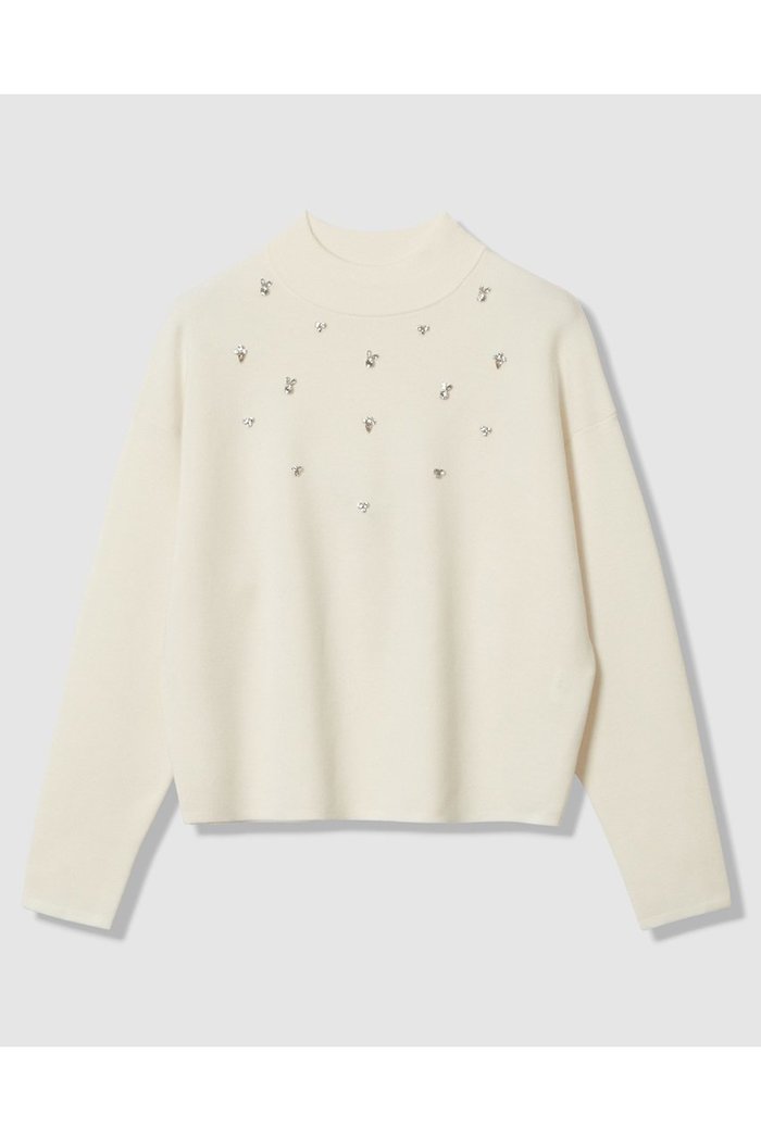 【アナイ/ANAYI】のメーレエンブロイダリー プルオーバー インテリア・キッズ・メンズ・レディースファッション・服の通販 founy(ファニー) https://founy.com/ ファッション Fashion レディースファッション Fashion for Women トップス・カットソー Cut & Sew Tops ニット Knit Tops & Sweaters カジュアルプルオーバー・ニットトップス Pullovers & Knit Tops / Casual Pullovers イタリア Italy ショルダー Shoulder, Shoulder Strap ストーン Stone, Gem-Like ドロップ Drop Shoulder, Dropped Style ハイネック High Neck, Mock Neck エレガント 上品 Elegant 春 Spring |ID: prp329100004876768 ipo3291000000036375580