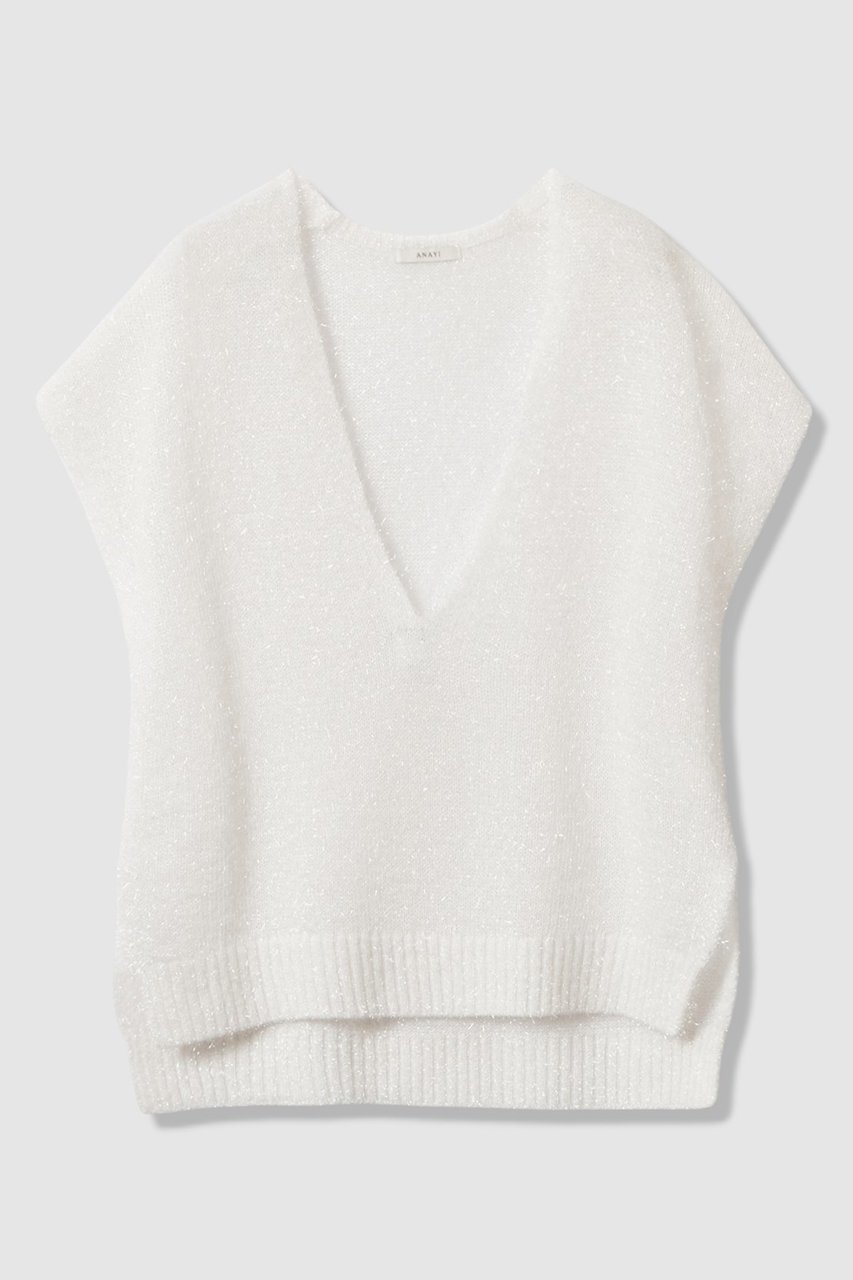 【アナイ/ANAYI】のラメシャギーVネックジレ インテリア・キッズ・メンズ・レディースファッション・服の通販 founy(ファウニー) 　ファッション　Fashion　レディースファッション　Fashion for Women　トップス・カットソー　Cut & Sew Tops　ニット　Knit Tops & Sweaters　ベスト&ジレ / 重ね着スタイル　Vests & Gilets　カジュアルプルオーバー・ニットトップス　Pullovers & Knit Tops / Casual Pullovers　Vネックトップス　V-Neck Tops / V-Cut Neckline Shirts　ハイネック　High Neck, Mock Neck　バランス　Balance, Style Balance　ホワイト|ID: prp329100004876774 ipo3291000000036694912