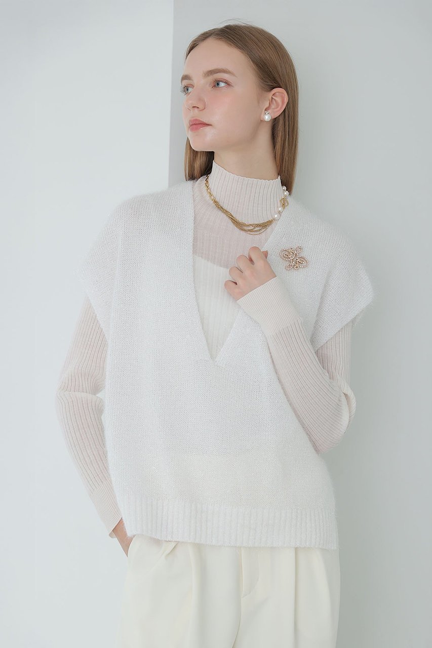 【アナイ/ANAYI】のラメシャギーVネックジレ 大人の最旬トレンドファッション＆コーディネート founy(ファウニー) 　ファッション　Fashion　レディースファッション　Fashion for Women　トップス・カットソー　Cut & Sew Tops　ニット　Knit Tops & Sweaters　ベスト&ジレ / 重ね着スタイル　Vests & Gilets　カジュアルプルオーバー・ニットトップス　Pullovers & Knit Tops / Casual Pullovers　Vネックトップス　V-Neck Tops / V-Cut Neckline Shirts　ハイネック　High Neck, Mock Neck　バランス　Balance, Style Balance　other-5|ID: prp329100004876774 ipo3291000000036694916