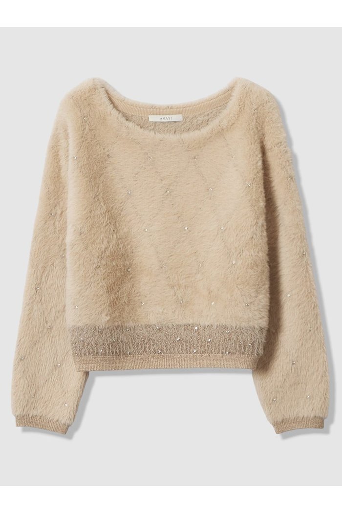 【アナイ/ANAYI】のフェザージャガードビジュー プルオーバー インテリア・キッズ・メンズ・レディースファッション・服の通販 founy(ファニー) https://founy.com/ ファッション Fashion レディースファッション Fashion for Women トップス・カットソー Cut & Sew Tops ニット Knit Tops & Sweaters カジュアルプルオーバー・ニットトップス Pullovers & Knit Tops / Casual Pullovers グラデーション Gradient, Ombre ジャカード／ジャガード Jacquard, Woven Pattern ストレッチ Stretch, Stretchy Fabric フェザー Feather, Feather Detail ホリデーシーズン Holiday Season ラウンド Round, Round Neck 人気 Popular, Best Seller |ID: prp329100004876778 ipo3291000000036375670