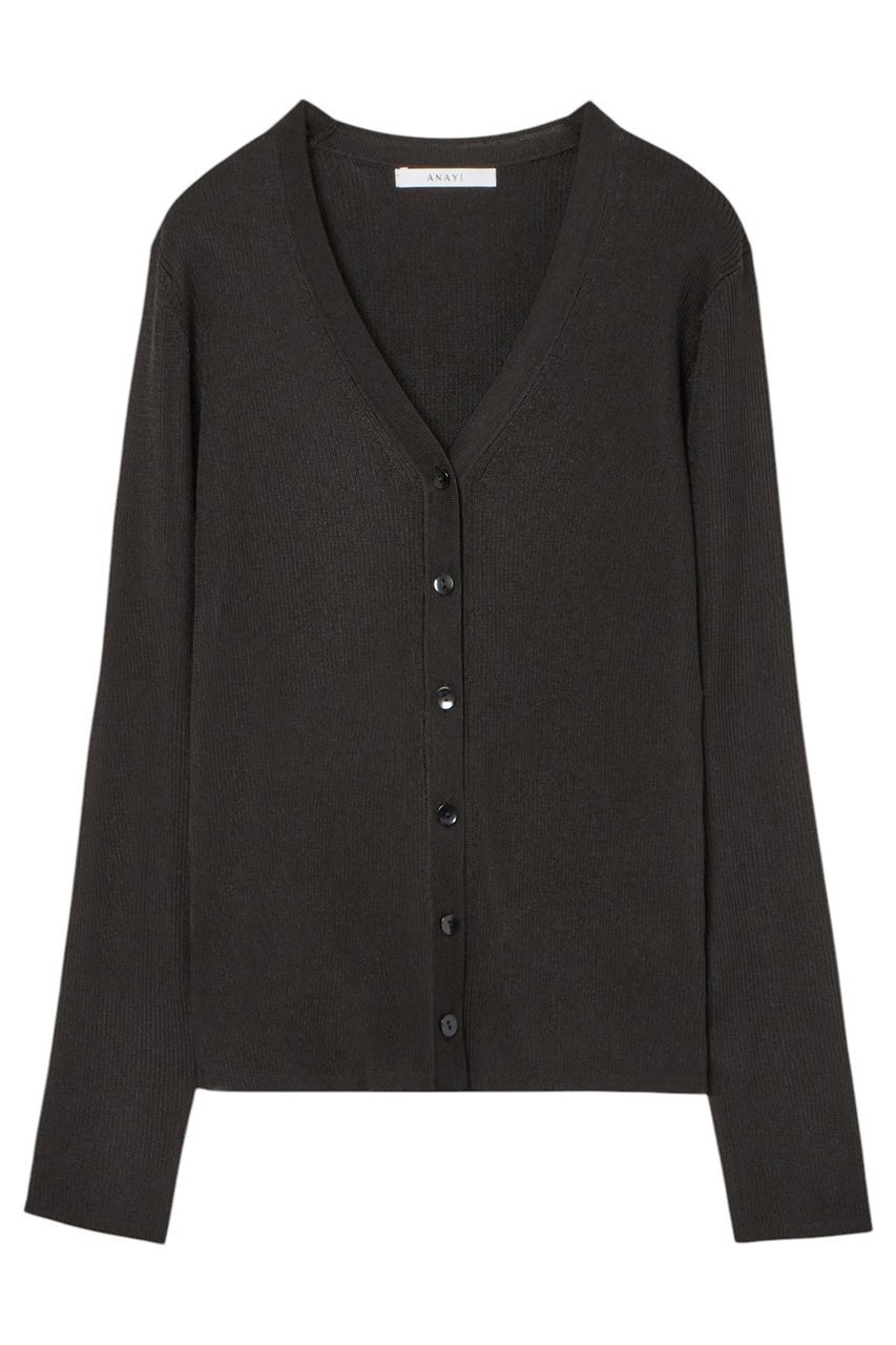 【アナイ/ANAYI】のアセテートポリエステルVカーディガン インテリア・キッズ・メンズ・レディースファッション・服の通販 founy(ファニー) 　ファッション　Fashion　レディースファッション　Fashion for Women　トップス・カットソー　Cut & Sew Tops　ニット　Knit Tops & Sweaters　カーディガン・羽織り　Layered Style Cardigans　おすすめ　Recommended / Our Picks　アンサンブル　Ensemble Set　カーディガン　Cardigan, Knitwear　スマート　Smart, Elegant　ミラノリブ　Milano Rib, Milano Stitch　人気　Popular, Best Seller　定番　Standard, Basic Item　ブラック|ID: prp329100004876786 ipo3291000000036375740