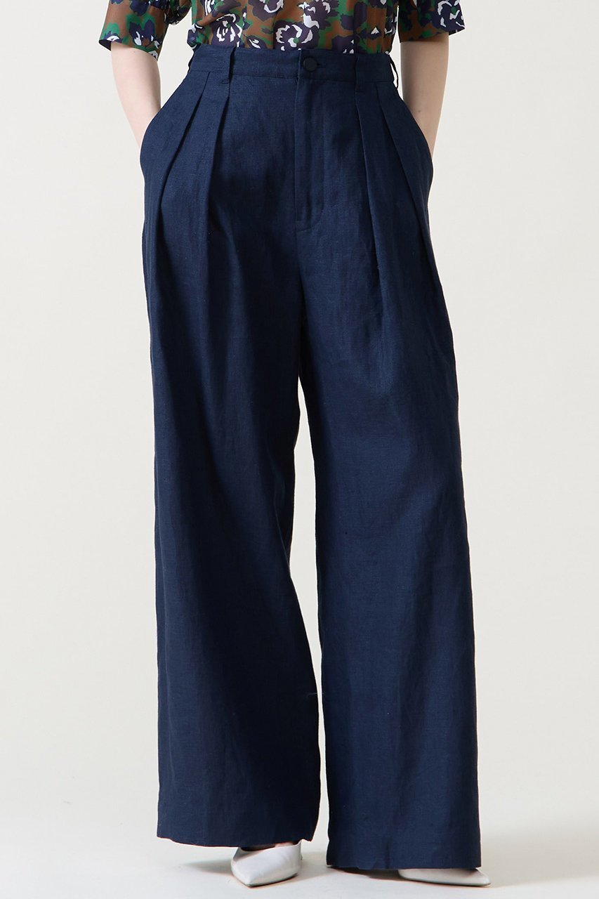 【ティアラ/Tiara】のリネンタックワイドパンツ インテリア・キッズ・メンズ・レディースファッション・服の通販 founy(ファニー) 　ファッション　Fashion　レディースファッション　Fashion for Women　パンツ　Pants & Trousers　シンプル　Simple, Minimal　タンブラー　Tumbler, Travel Mug　リネン　Linen, Linen Fabric　エレガント 上品　Elegant　夏　Summer　新作・新入荷　New Arrivals / New In　春　Spring　S/S・春夏　SS, Spring/Summer, Warm Season　ネイビー|ID: prp329100004876815 ipo3291000000036375953