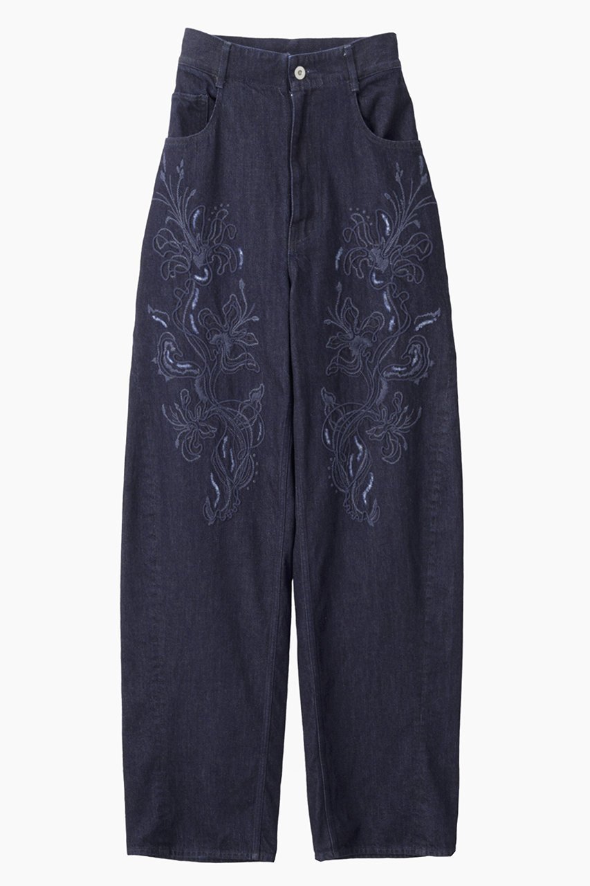 【ミューラル/MURRAL】のNerine エンブロイダード デニム スラックス 人気、トレンドファッション・服の通販 founy(ファニー) 　ファッション　Fashion　レディースファッション　Fashion for Women　パンツ　Pants & Trousers　デニムパンツ・ジーンズ・美脚デニム　Denim Jeans & Pants　カッティング　Cutting Detail　カットソー　Cut and Sewn Top　クラシカル　Classical, Vintage-Inspired　クラッシュ　Distressed, Crashed Style　スラックス　Slacks, Dress Pants　ダイヤモンド　Diamond, Brilliant Cut　デニム　Denim, Jeans Material　手描き　Hand-Drawn, Illustrated　エレガント 上品　Elegant　新作・新入荷　New Arrivals / New In　 other-1|ID: prp329100004876818 ipo3291000000036375958