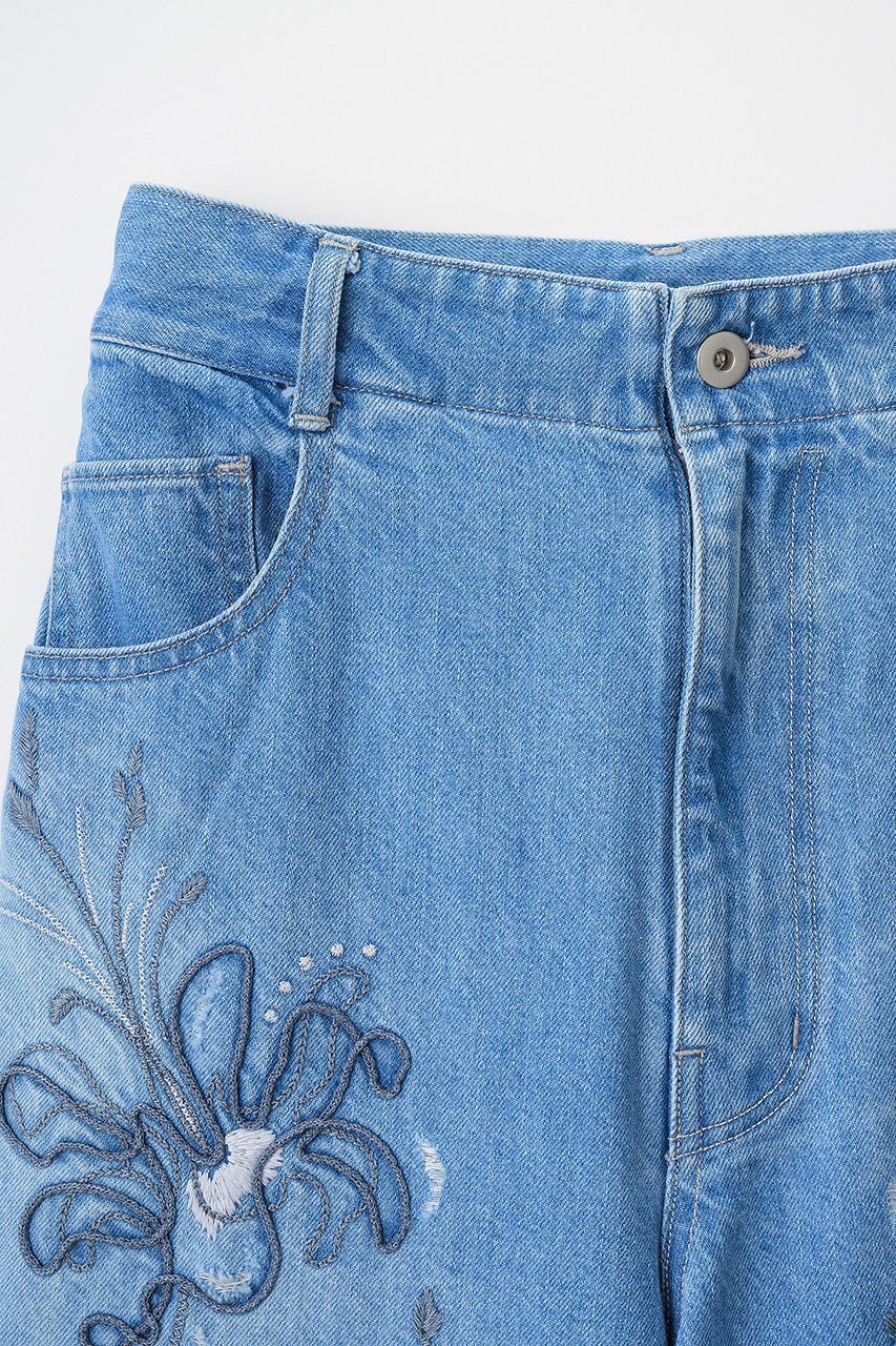 【ミューラル/MURRAL】のNerine エンブロイダード デニム スラックス 人気、トレンドファッション・服の通販 founy(ファニー) 　ファッション　Fashion　レディースファッション　Fashion for Women　パンツ　Pants & Trousers　デニムパンツ・ジーンズ・美脚デニム　Denim Jeans & Pants　カッティング　Cutting Detail　カットソー　Cut and Sewn Top　クラシカル　Classical, Vintage-Inspired　クラッシュ　Distressed, Crashed Style　ジーンズ　Jeans, Denim Pants　スラックス　Slacks, Dress Pants　ダイヤモンド　Diamond, Brilliant Cut　デニム　Denim, Jeans Material　手描き　Hand-Drawn, Illustrated　エレガント 上品　Elegant　新作・新入荷　New Arrivals / New In　other-3|ID: prp329100004876820 ipo3291000000036375981