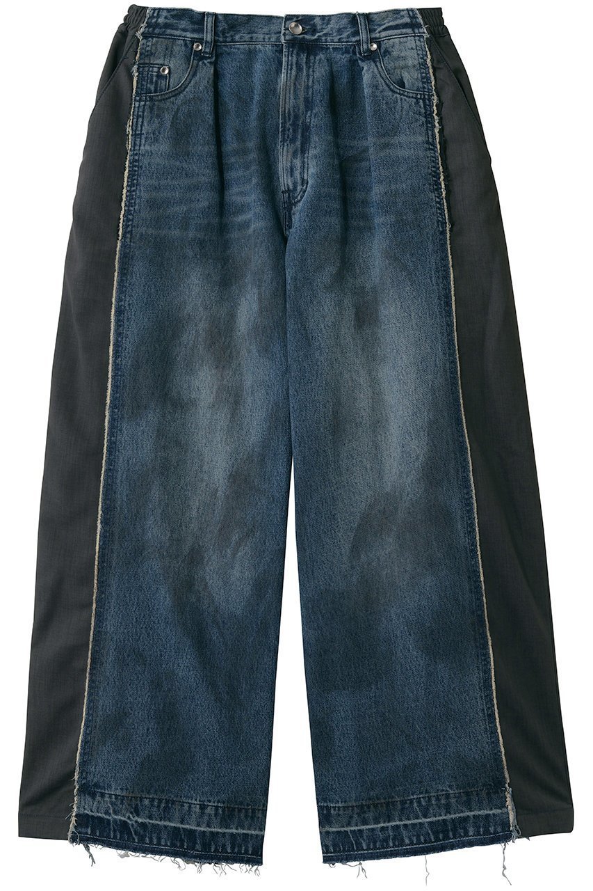 【メゾンスペシャル/MAISON SPECIAL】の【UNISEX】ドッキングデニム バギーパンツ インテリア・キッズ・メンズ・レディースファッション・服の通販 founy(ファニー) 　ファッション　Fashion　レディースファッション　Fashion for Women　パンツ　Pants & Trousers　ユニセックス　Unisex, Genderless　カットオフ　Cut-Off Design　スラックス　Slacks, Dress Pants　デニム　Denim, Jeans Material　ドッキング　Docking, Mixed Material　フロント　Front, Front Design　ミックス　Mix, Mixed Style　新作・新入荷　New Arrivals / New In　NVY(ネイビー)|ID: prp329100004876826 ipo3291000000036376025