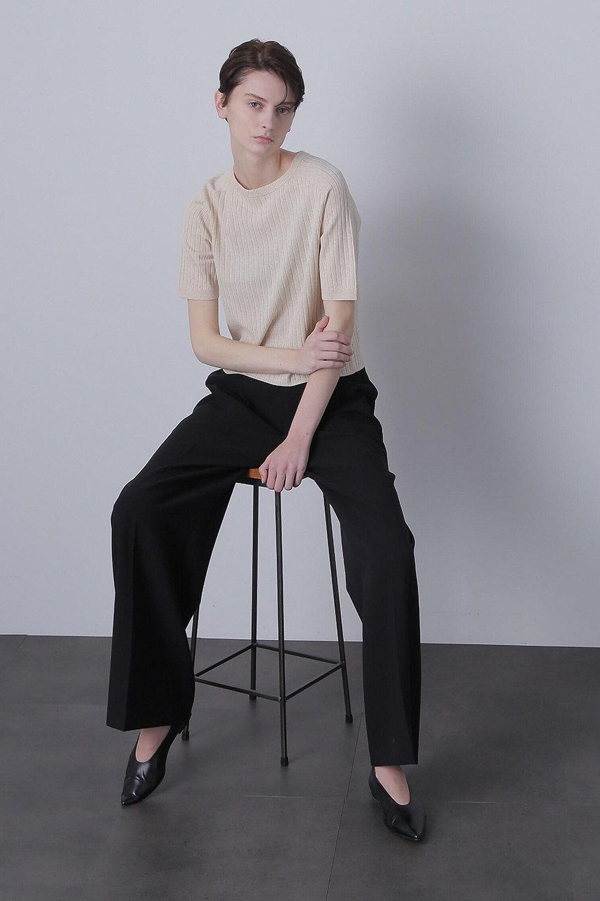 【ヒューエルミュージアム/hueLe Museum】の【hLM】 セミワイドパンツ 人気、トレンドファッション・服の通販 founy(ファニー) 　ファッション　Fashion　レディースファッション　Fashion for Women　パンツ　Pants & Trousers　ストレッチ　Stretch, Stretchy Fabric　センター　Center, Center Line　プリーツ　Pleats, Pleated　再入荷　Restock / Back in Stock　other-3|ID: prp329100004876848 ipo3291000000036376194