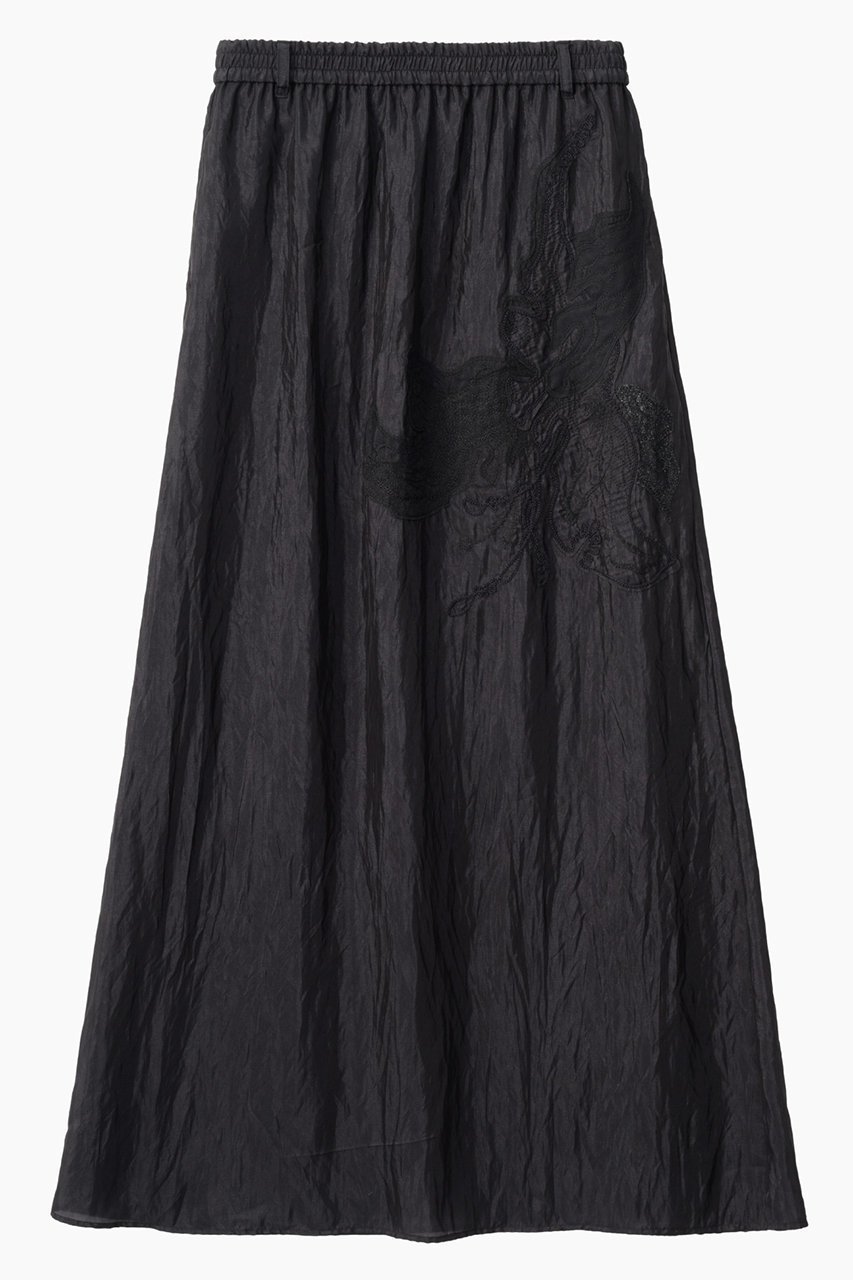 【ミューラル/MURRAL】のFlutter patchwork エンブロイダード スカート インテリア・キッズ・メンズ・レディースファッション・服の通販 founy(ファニー) 　ファッション　Fashion　レディースファッション　Fashion for Women　スカート　Skirts　ロングスカート　Long Skirts / Maxi & Midi Skirts　なめらか　Smooth, Silky Texture　オーガンジー　Organza Fabric　シアー　Sheer, See-Through　チュール　Tulip, Tulip Motif　パッチワーク　Patchwork, Mixed Fabric　ロング　Long, Long-Length　新作・新入荷　New Arrivals / New In　ブラック|ID: prp329100004876857 ipo3291000000036376271