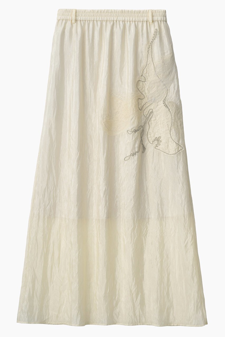 【ミューラル/MURRAL】のFlutter patchwork エンブロイダード スカート インテリア・キッズ・メンズ・レディースファッション・服の通販 founy(ファニー) 　ファッション　Fashion　レディースファッション　Fashion for Women　スカート　Skirts　ロングスカート　Long Skirts / Maxi & Midi Skirts　なめらか　Smooth, Silky Texture　オーガンジー　Organza Fabric　シアー　Sheer, See-Through　チュール　Tulip, Tulip Motif　パッチワーク　Patchwork, Mixed Fabric　ロング　Long, Long-Length　新作・新入荷　New Arrivals / New In　ホワイト|ID: prp329100004876858 ipo3291000000036376269