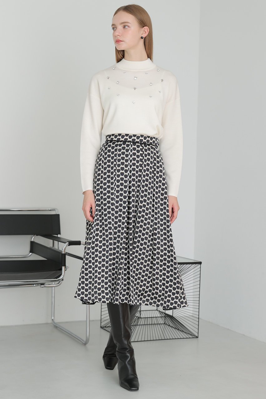 【アナイ/ANAYI】の【セットアップ対応商品】メーレプリントタックフレア スカート 人気、トレンドファッション・服の通販 founy(ファニー) 　ファッション　Fashion　レディースファッション　Fashion for Women　セットアップ　Matching Sets　スカート・ミニ/ミディ/マキシ　Skirts / Mini, Midi & Maxi Skirts　スカート　Skirts　Aライン・フレアスカート　A-Line & Flared Skirts　イタリア　Italy　エレガント 上品　Elegant　サテン　Satin, Glossy Fabric　セットアップ　Set-Up, Coordinated Outfit　ドット　Polka Dot, Dot Pattern　パイピング　Piping, Trim Design　フレア　Flare, Flared　プリント　Print, Printed Pattern　モチーフ　Motif, Design Theme　モノトーン　Monotone, Black and White　ロング　Long, Long-Length　おすすめ　Recommended / Our Picks　other-6|ID: prp329100004876870 ipo3291000000036376375