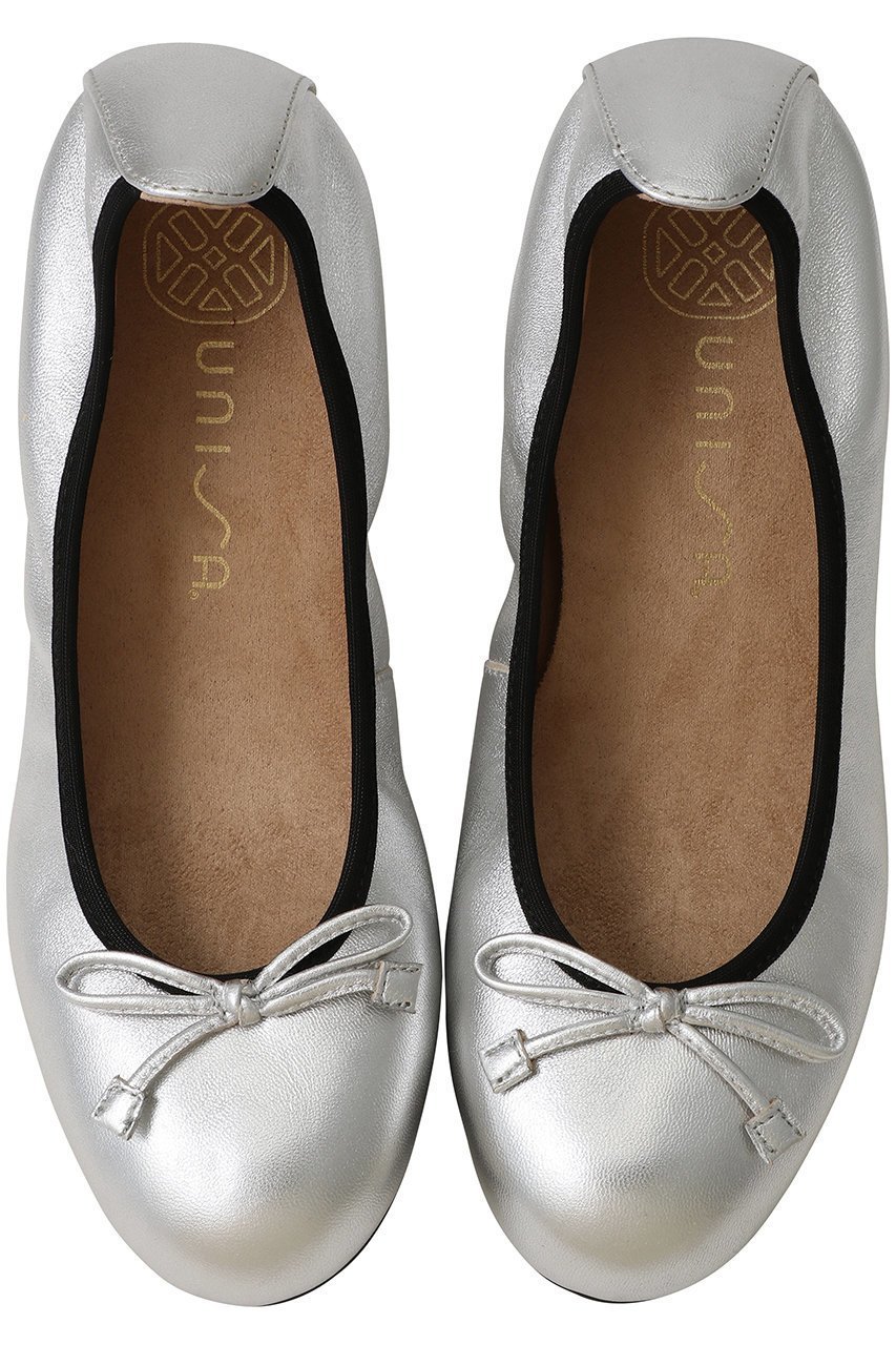 【エスメラルダ/Esmeralda】の【UNISA】バレエシューズ インテリア・キッズ・メンズ・レディースファッション・服の通販 founy(ファニー) 　ファッション　Fashion　レディースファッション　Fashion for Women　シューズ　Shoes, Footwear　シルバー　Silver, Metallic Silver　バレエ　Ballet, Ballet Style　フォルム　Silhouette, Form　フラット　Flat, Flat Shoes　ラウンド　Round, Round Neck　リボン　Ribbon, Bow　再入荷　Restock / Back in Stock　シルバー|ID: prp329100004876940 ipo3291000000036377092